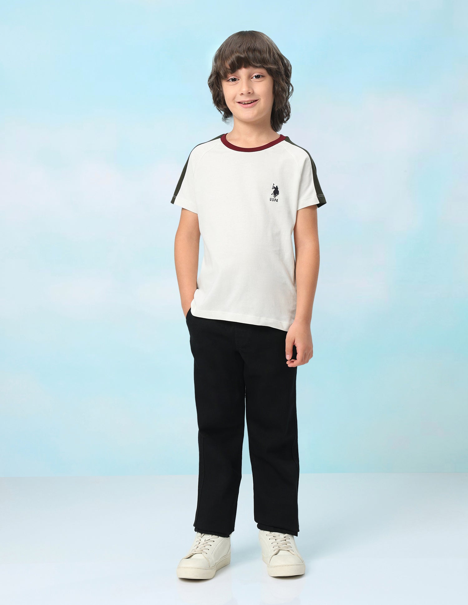 Solid Regular Fit T-Shirt Off White - U.S. Polo Assn. India | Large