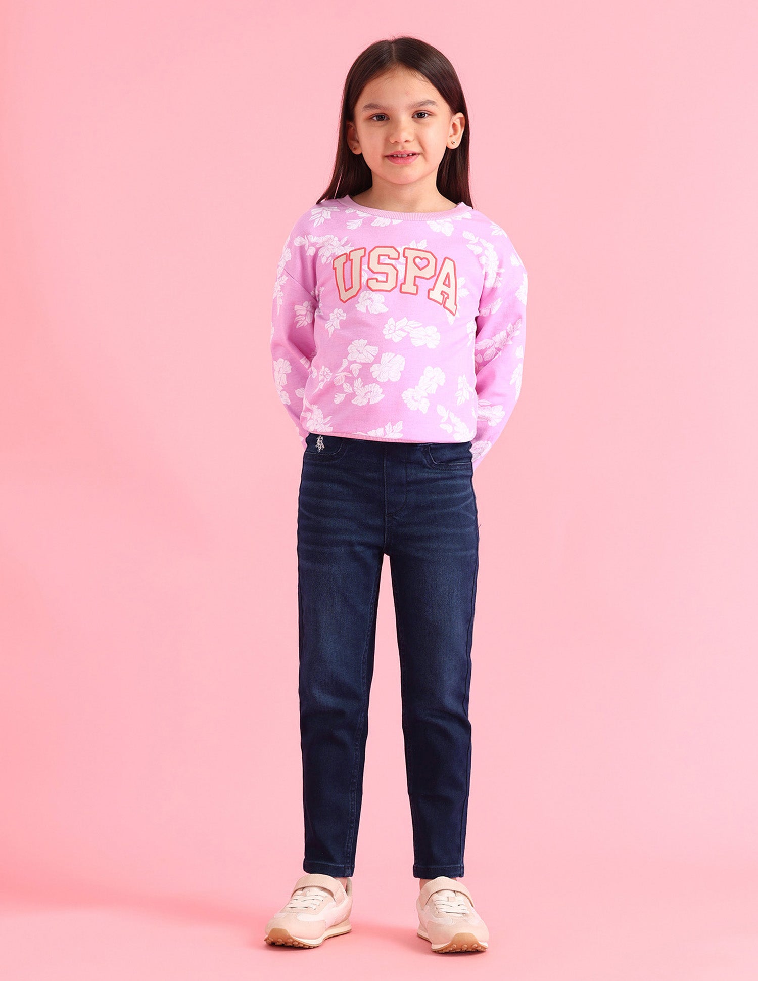 Girls Mid Rise Skinny Fit Jeans Dark Blue - U.S. POLO ASSN. | Large