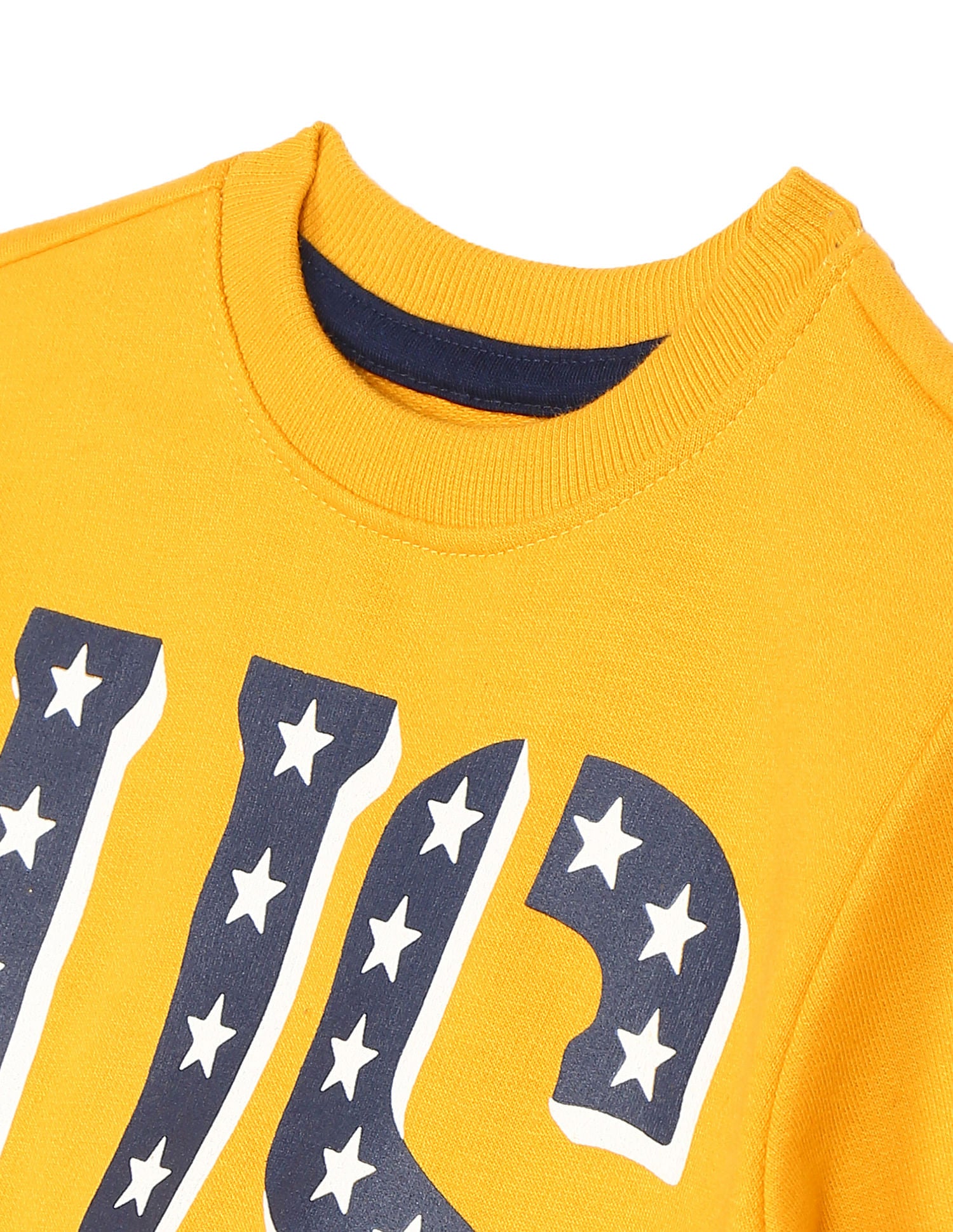 Crew Neck Brand Print Sweatshirt Yellow - U.S. POLO ASSN. | Large