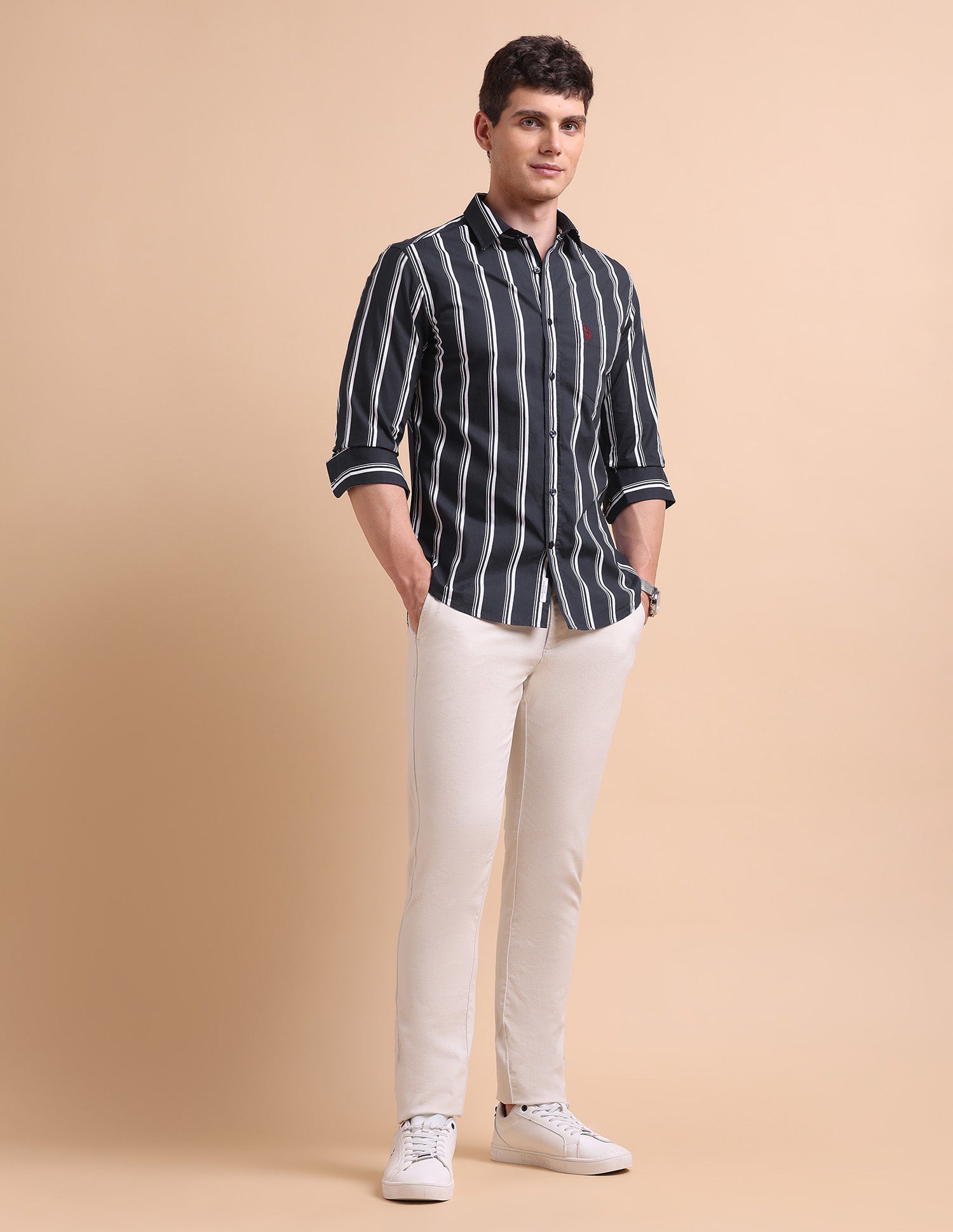 Vertical Striped Tailored Fit Shirt Navy - U.S. POLO ASSN. | Large