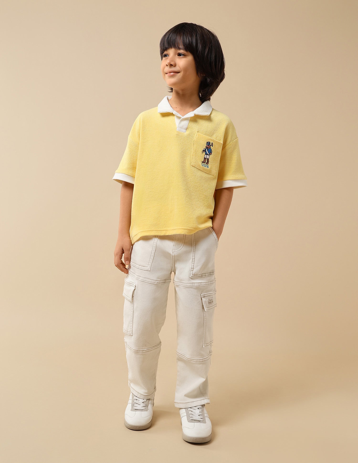 Boys Solid Boxy Fit Polo Shirt Yellow - U.S. POLO ASSN. | Large