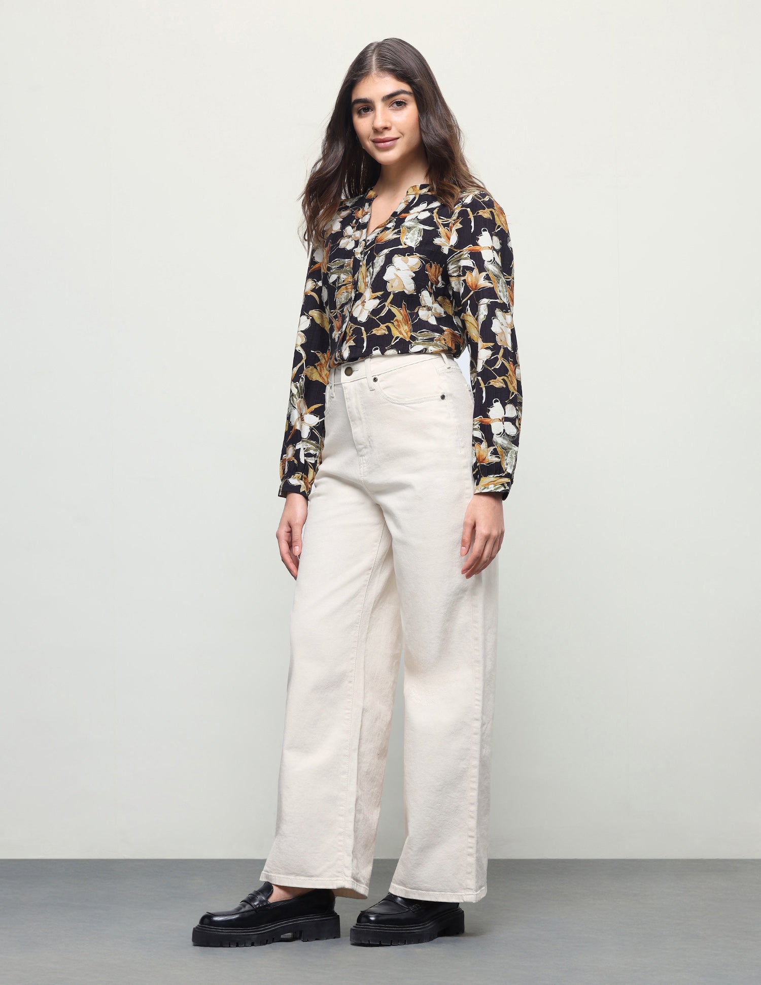 Wide Leg Fit Beige Jeans Ecru - U.S. Polo Assn. India | Large
