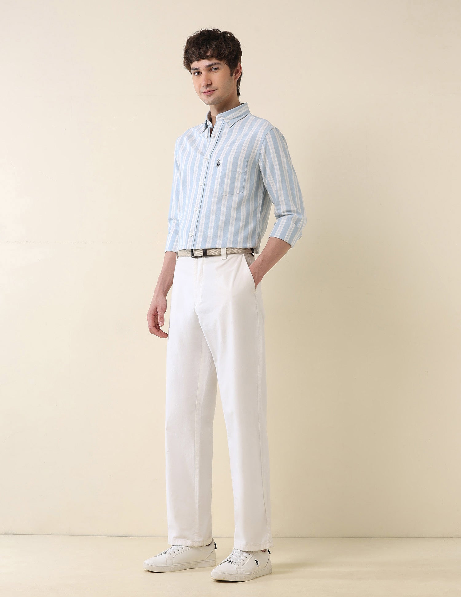 Vertical Striped Oxford Shirt Light Blue - U.S. Polo Assn. India | Large