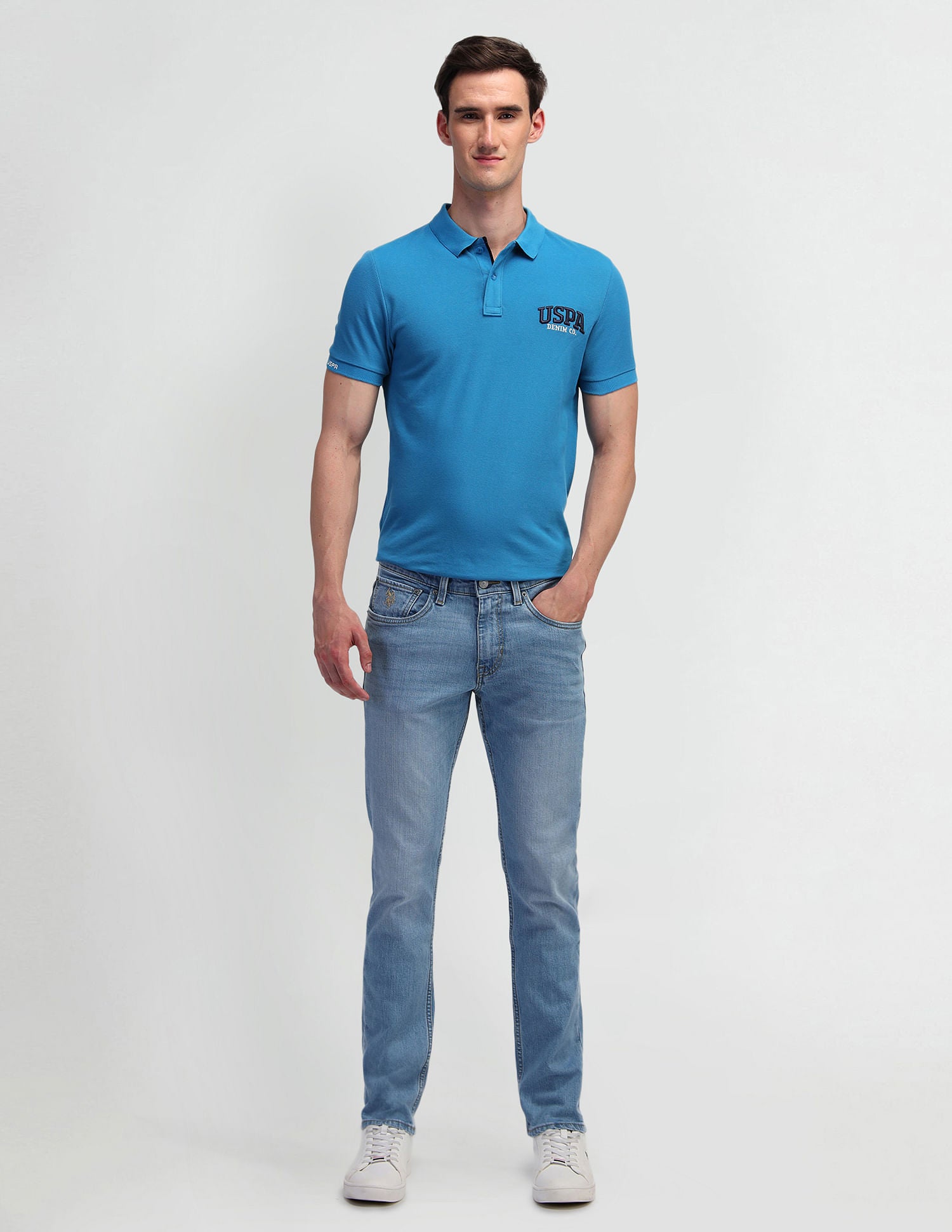 Brandon Slim Tapered Blue Jeans Blue - U.S. Polo Assn. India | Large