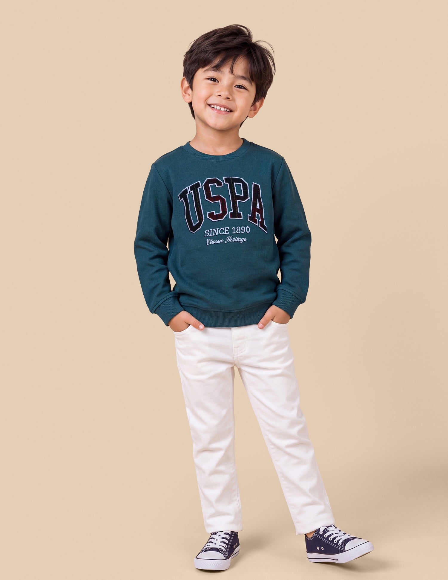 Brand Applique Regular Fit Sweatshirt Teal - U.S. Polo Assn. India | Large
