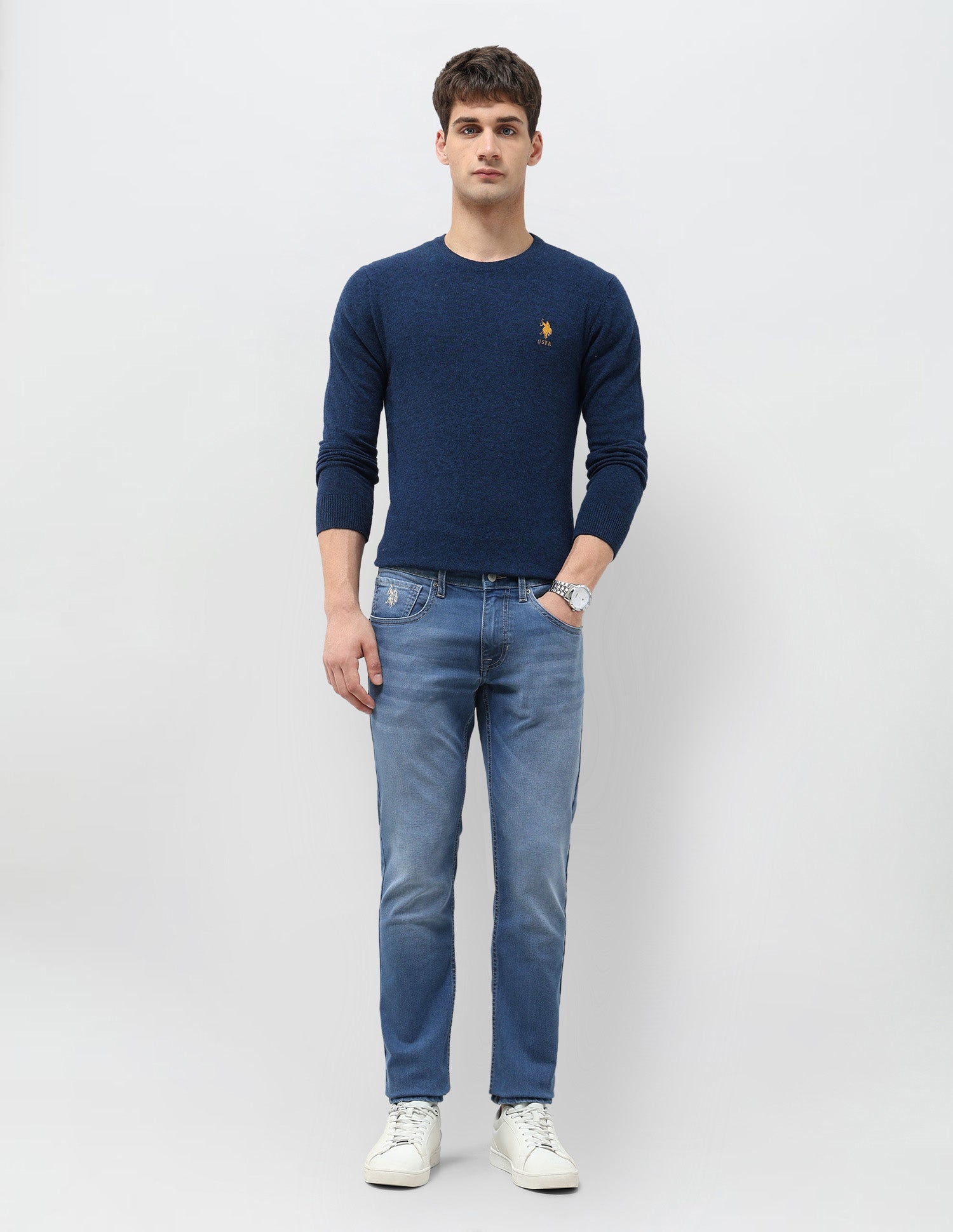 Brandon Slim Tapered Fit Blue Jeans Indigo - U.S. POLO ASSN. | Large