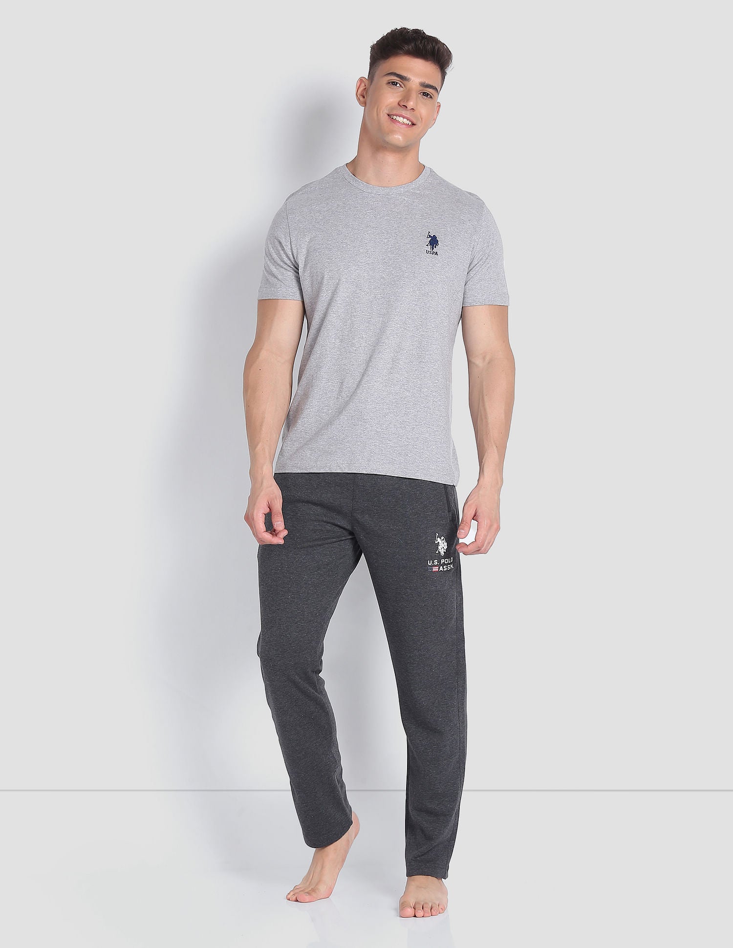 Heathered LR006 Lounge Track Pants - Pack Of 1 Dark Grey - U.S. POLO ASSN. | Large