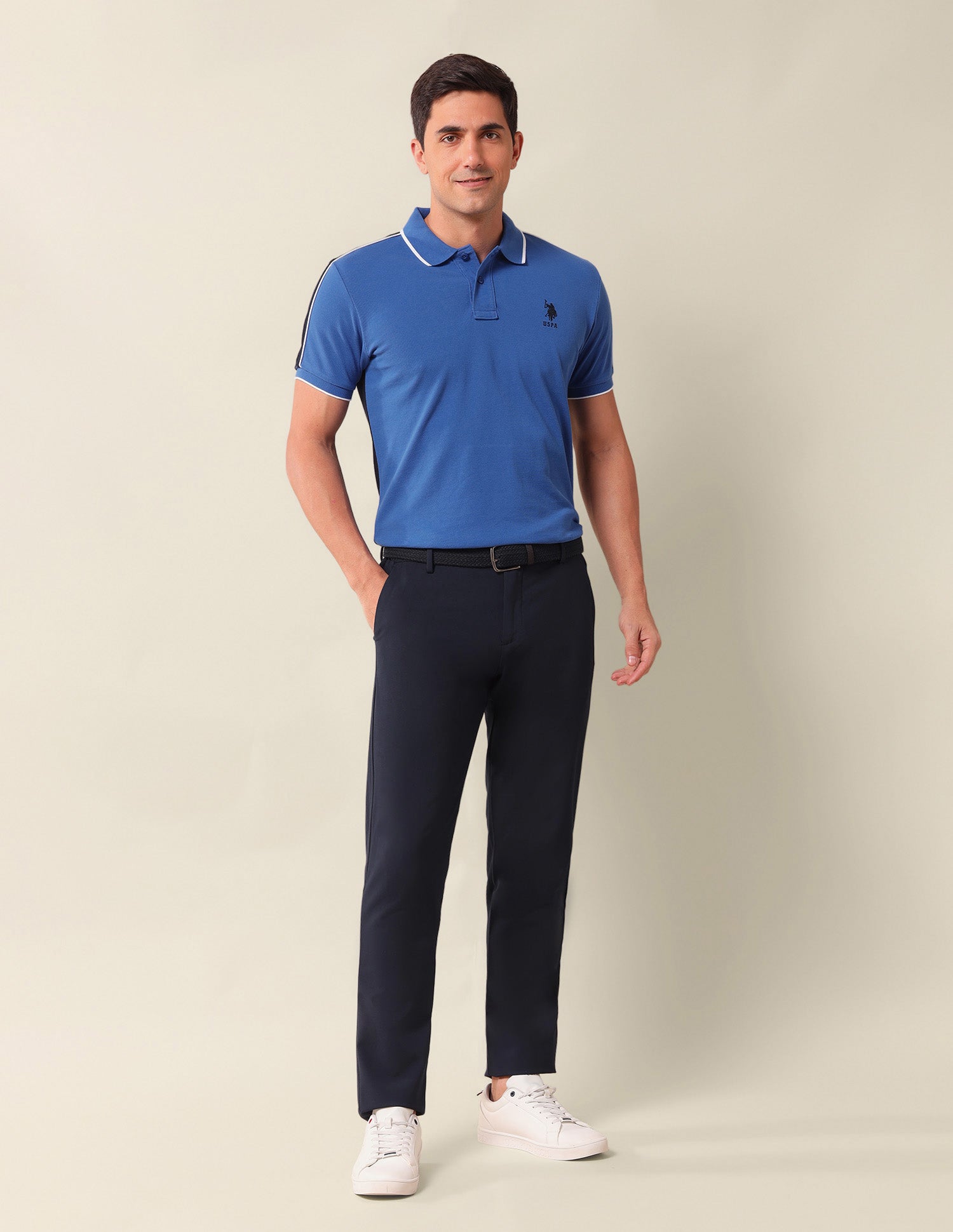 Colourblocked Slim Fit Polo Shirt Blue - U.S. Polo Assn. India | Large
