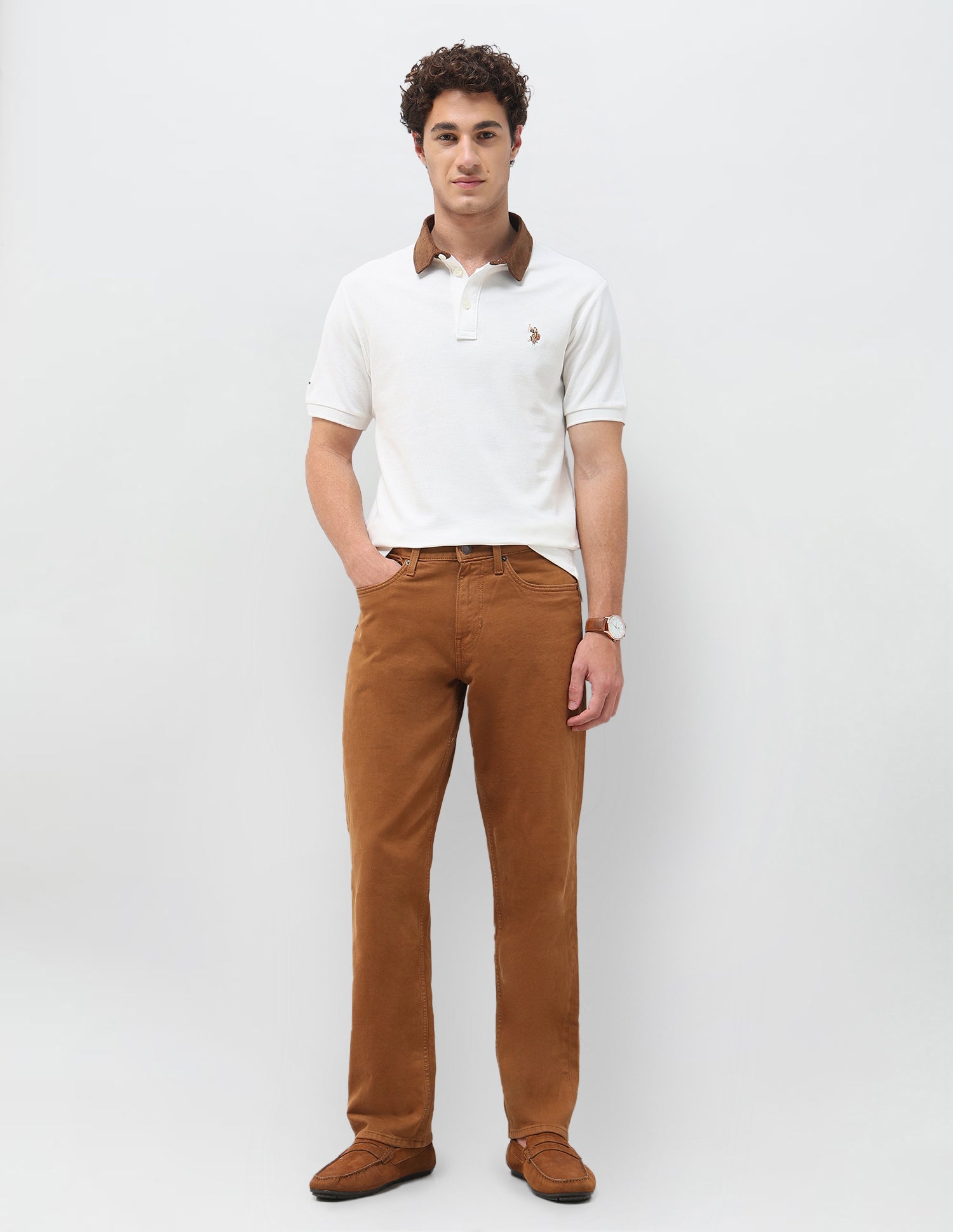 Solid Slim Fit Polo Shirt Ivory - U.S. Polo Assn. India | Large