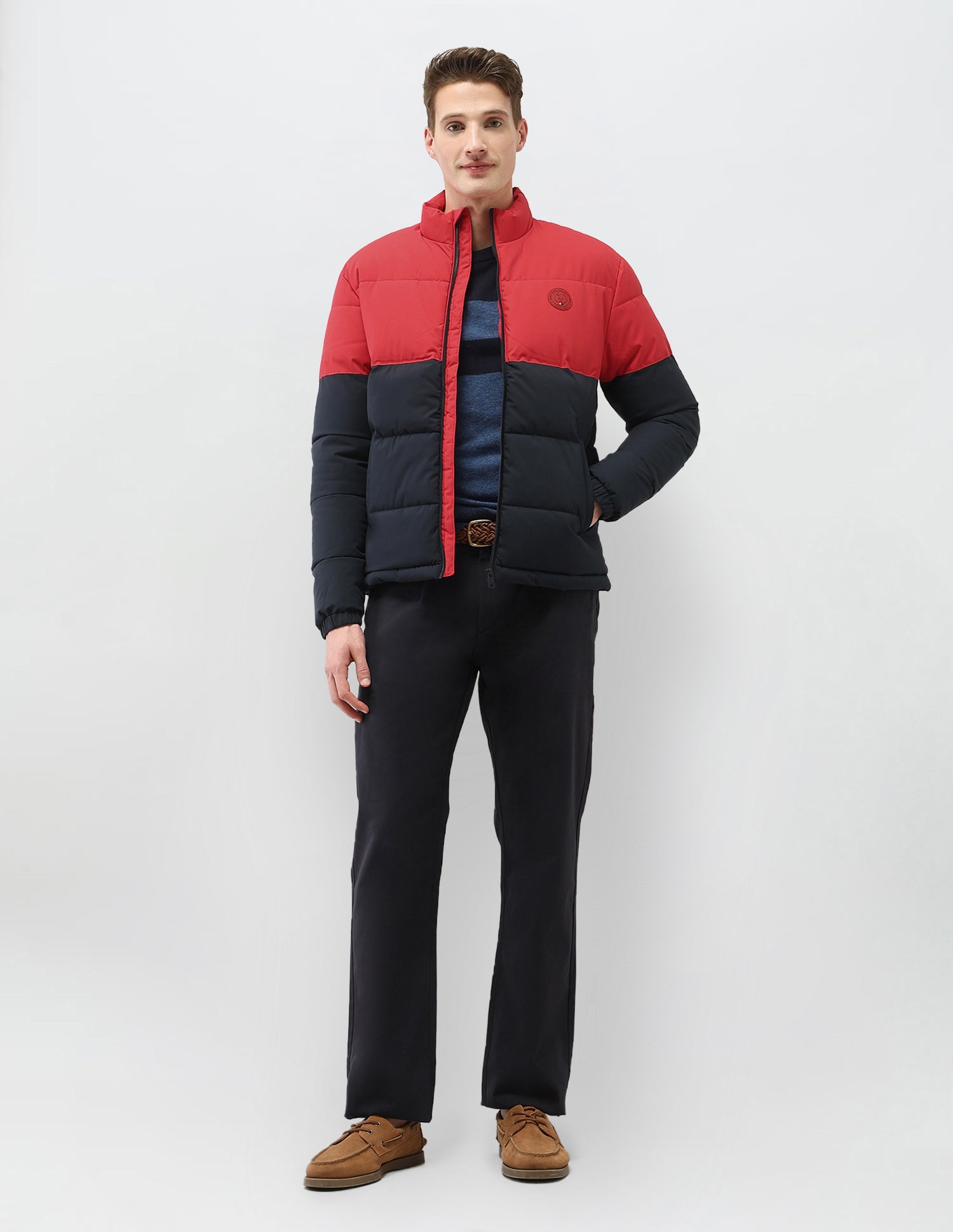 Colour Blocked Regular Fit Puffer Jacket Navy - U.S. Polo Assn. India | Large