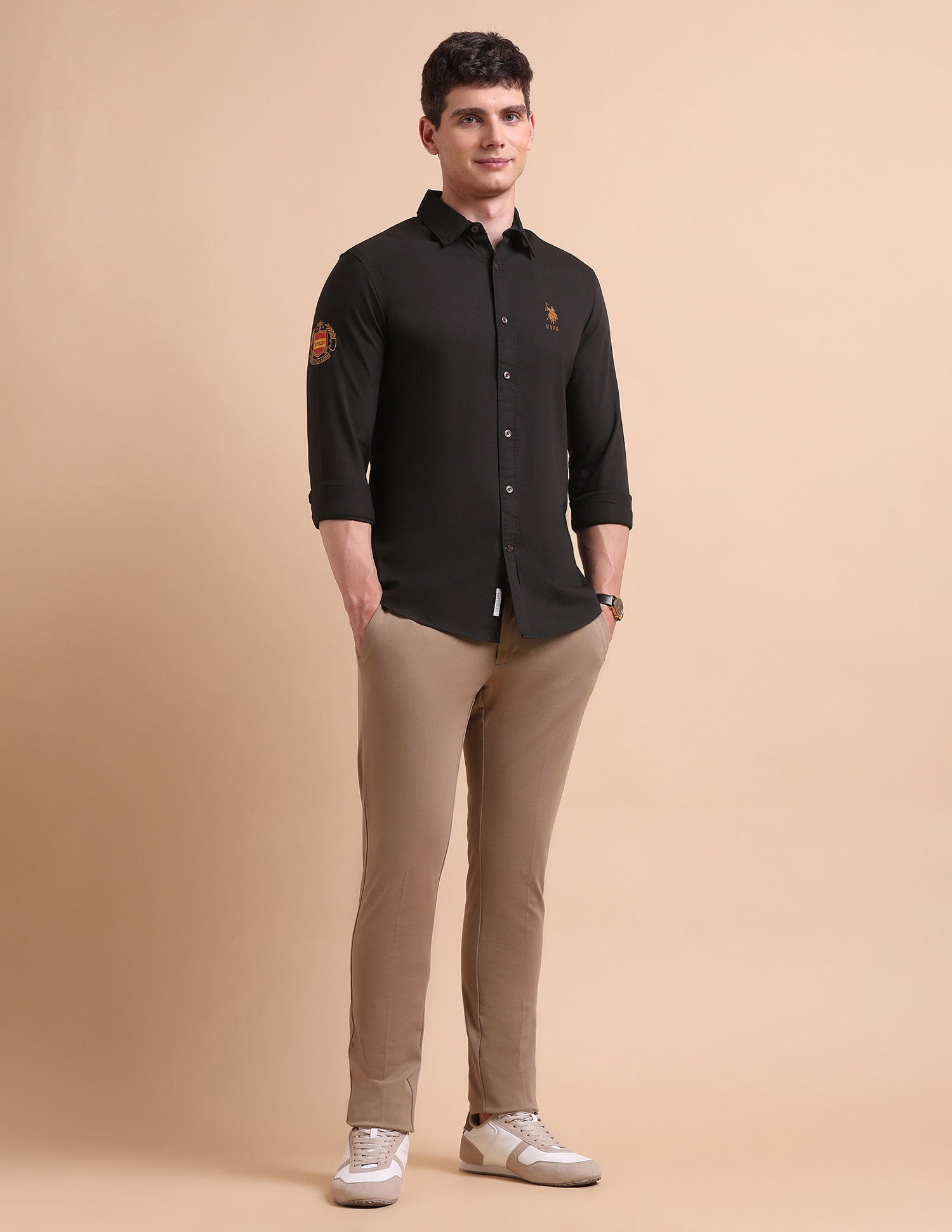 Pure Cotton Tailored Fit Oxford Shirt Black - U.S. POLO ASSN. | Large