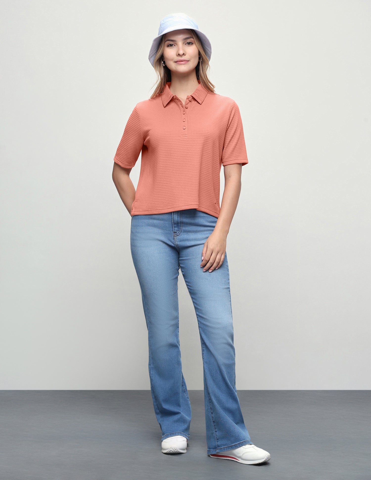 Textured Relaxed Fit Polo Shirt Peach - U.S. Polo Assn. India | Large