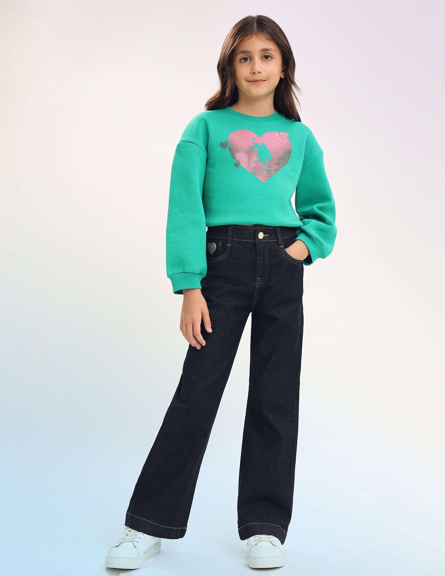 Girls Bootcut Fit Blue Jeans Blue - U.S. POLO ASSN. | Large