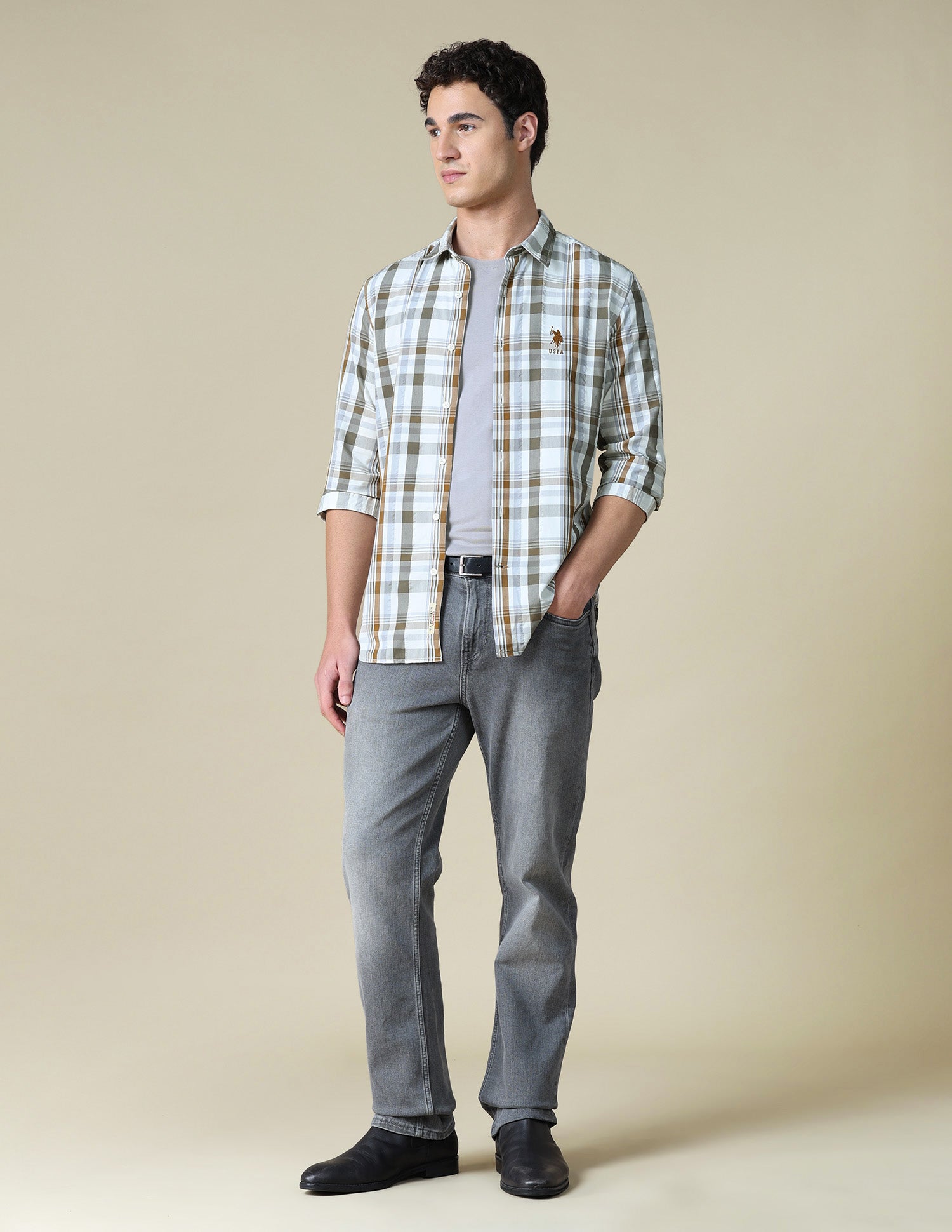 Plaid Checked Seersucker Shirt Green - U.S. Polo Assn. India | Large