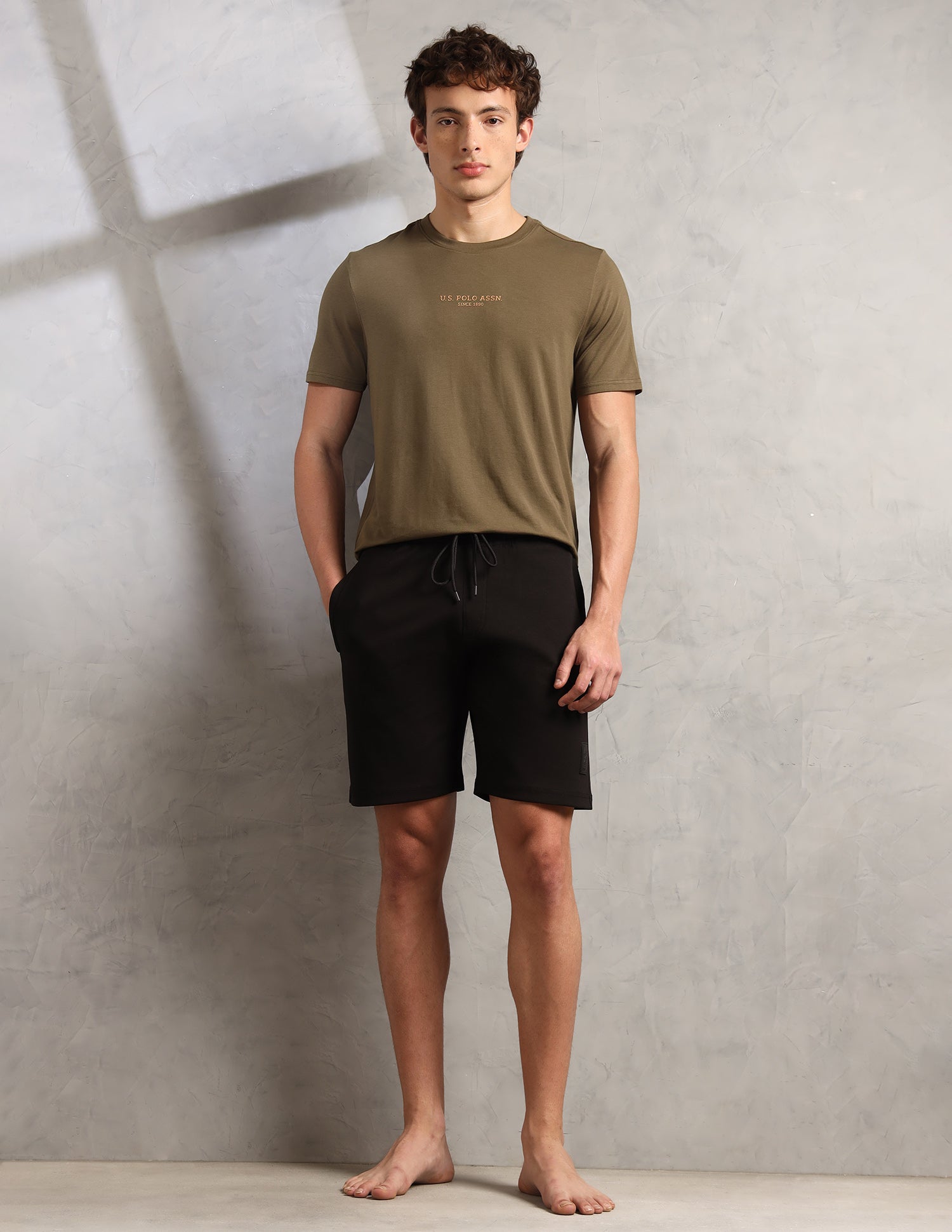 Mid Rise Comfort Fit PS003-PL Lounge Shorts - Pack Of 1 Black - U.S. Polo Assn. India | Large