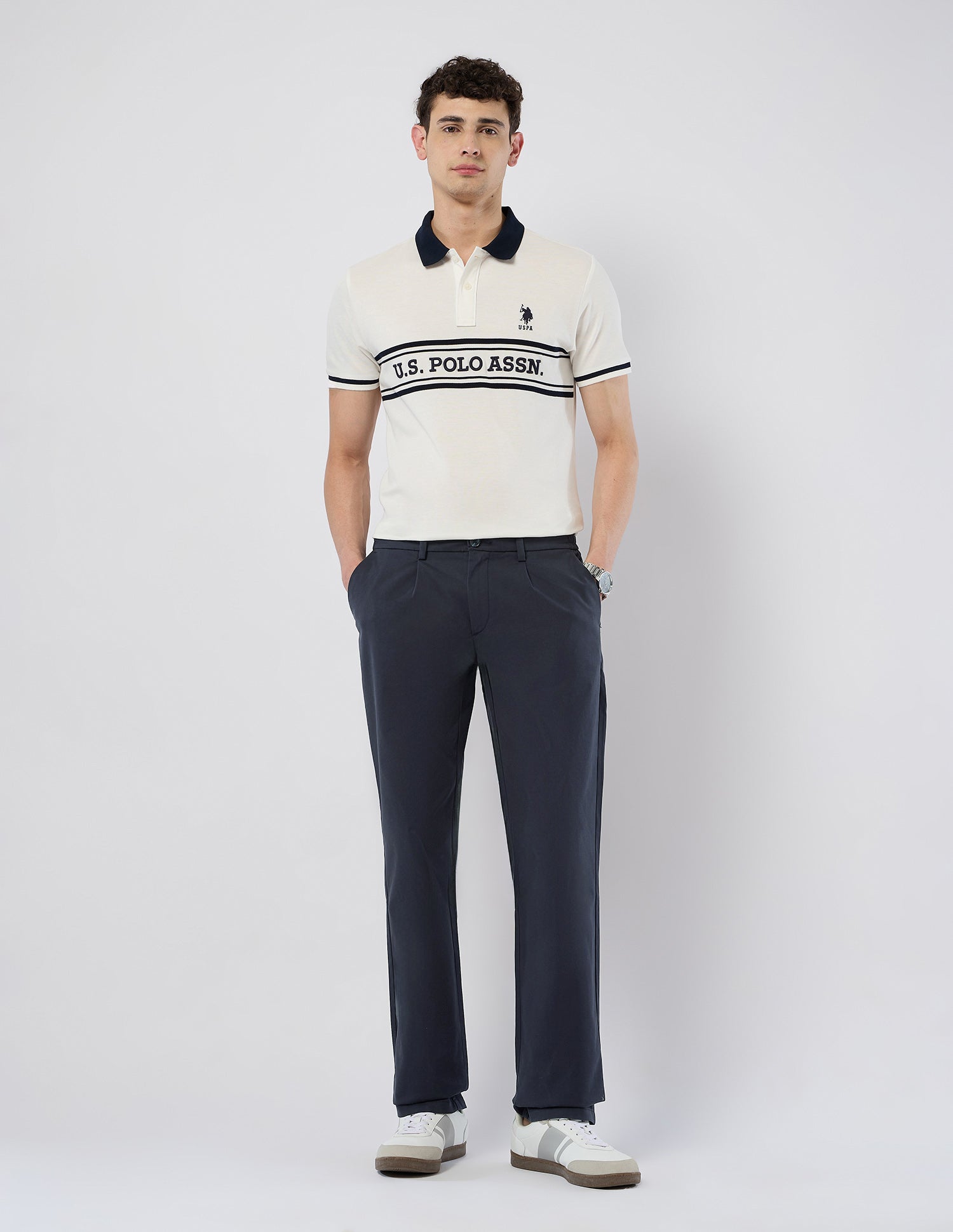 Mid Rise Riley Straight Fit Trousers Navy - U.S. POLO ASSN. | Large