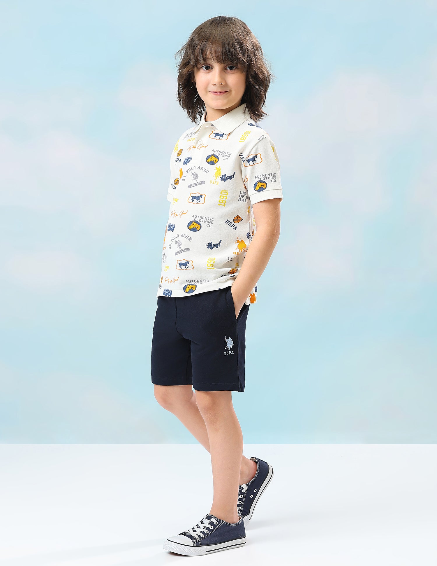 Graphic Brand Printed Regular Fit Polo Shirt White - U.S. Polo Assn. India | Large