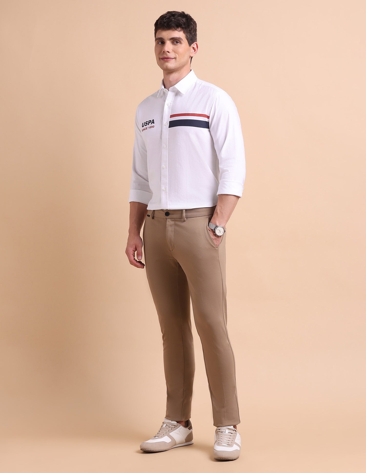 Brand Printed Tailored Fit Oxford Shirt White - U.S. POLO ASSN. | Large