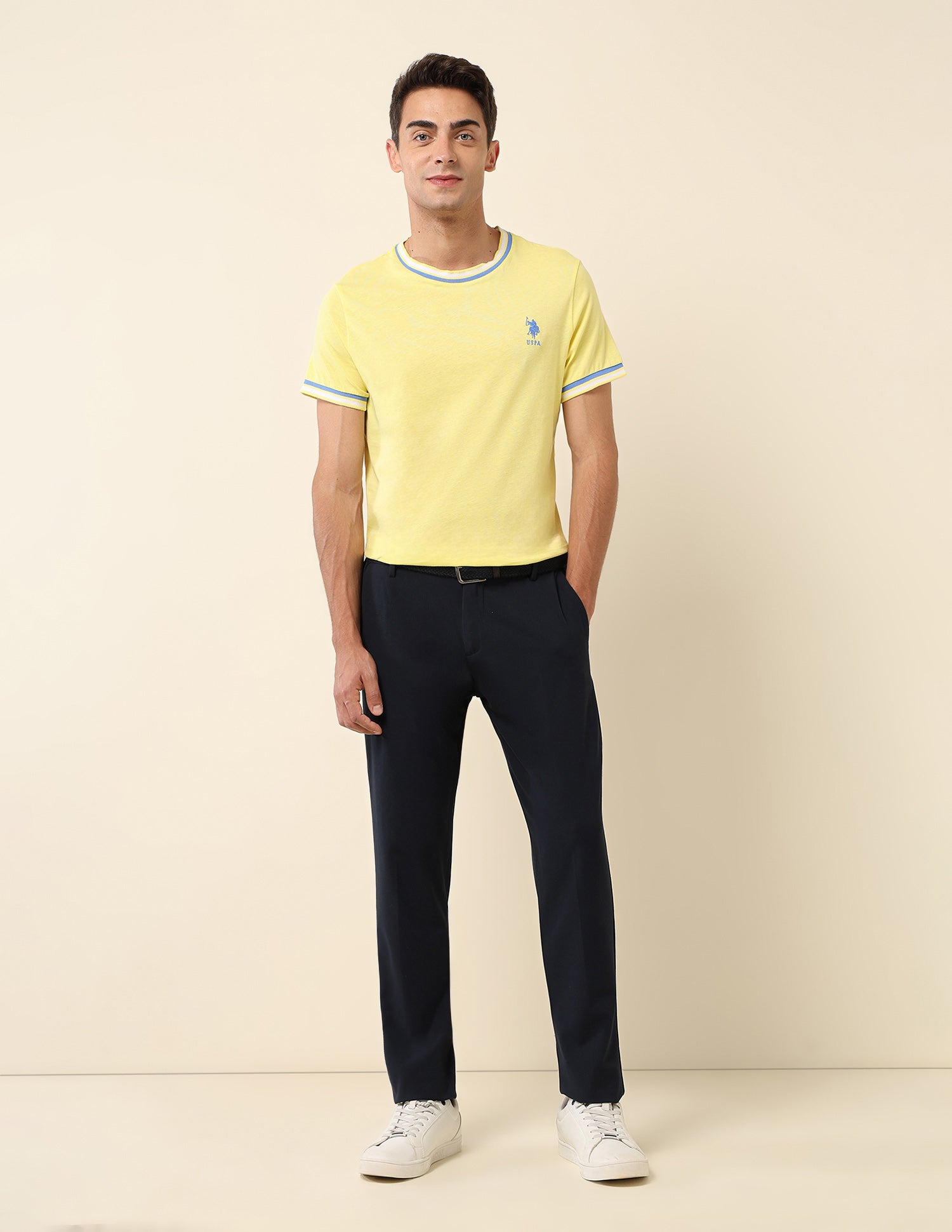 Solid Slim Fit T- Shirt Yellow - U.S. Polo Assn. India | Large