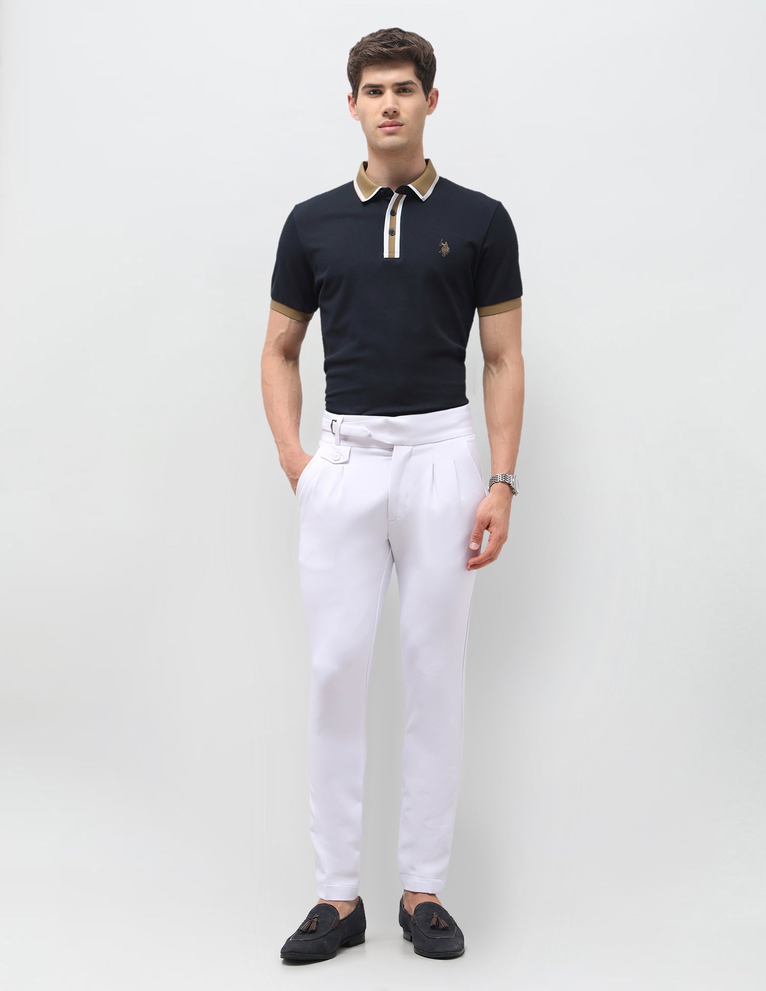 Solid Slim Fit Polo Shirt Navy - U.S. Polo Assn. India | Large