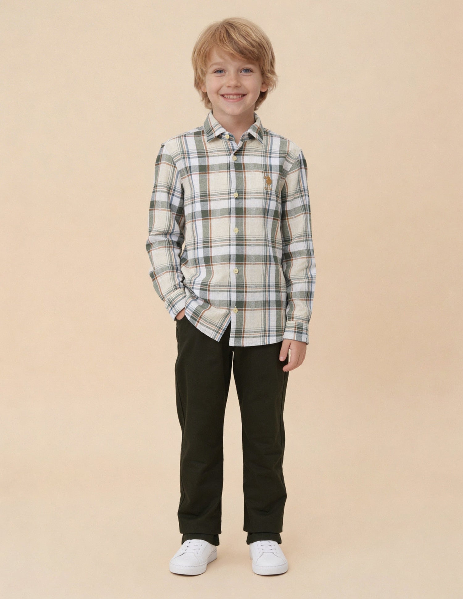Tartan Checked Dobby Shirt Olive - U.S. Polo Assn. India | Large