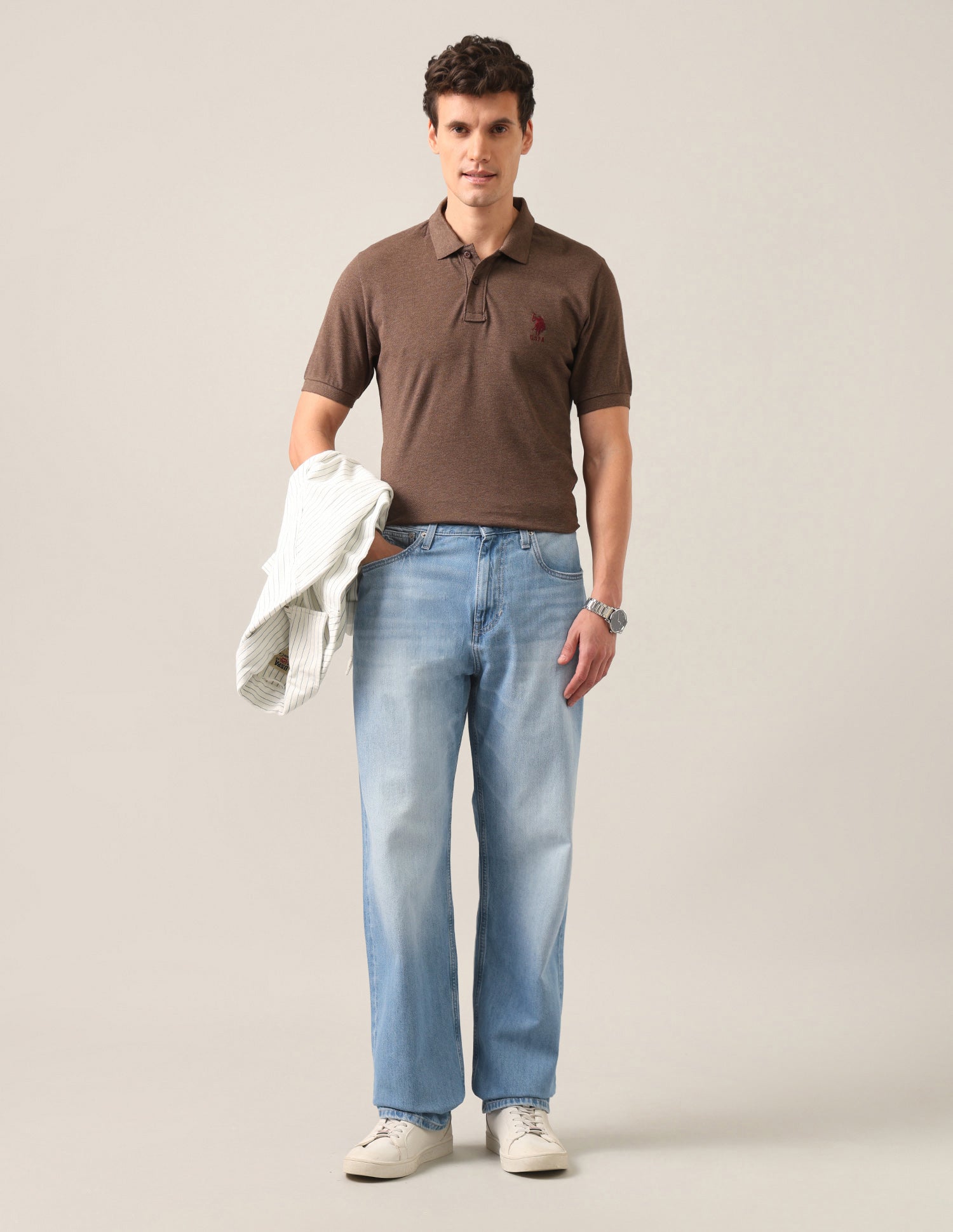 Logan Loose Straight Fit Blue Jeans Light Blue - U.S. Polo Assn. India | Large