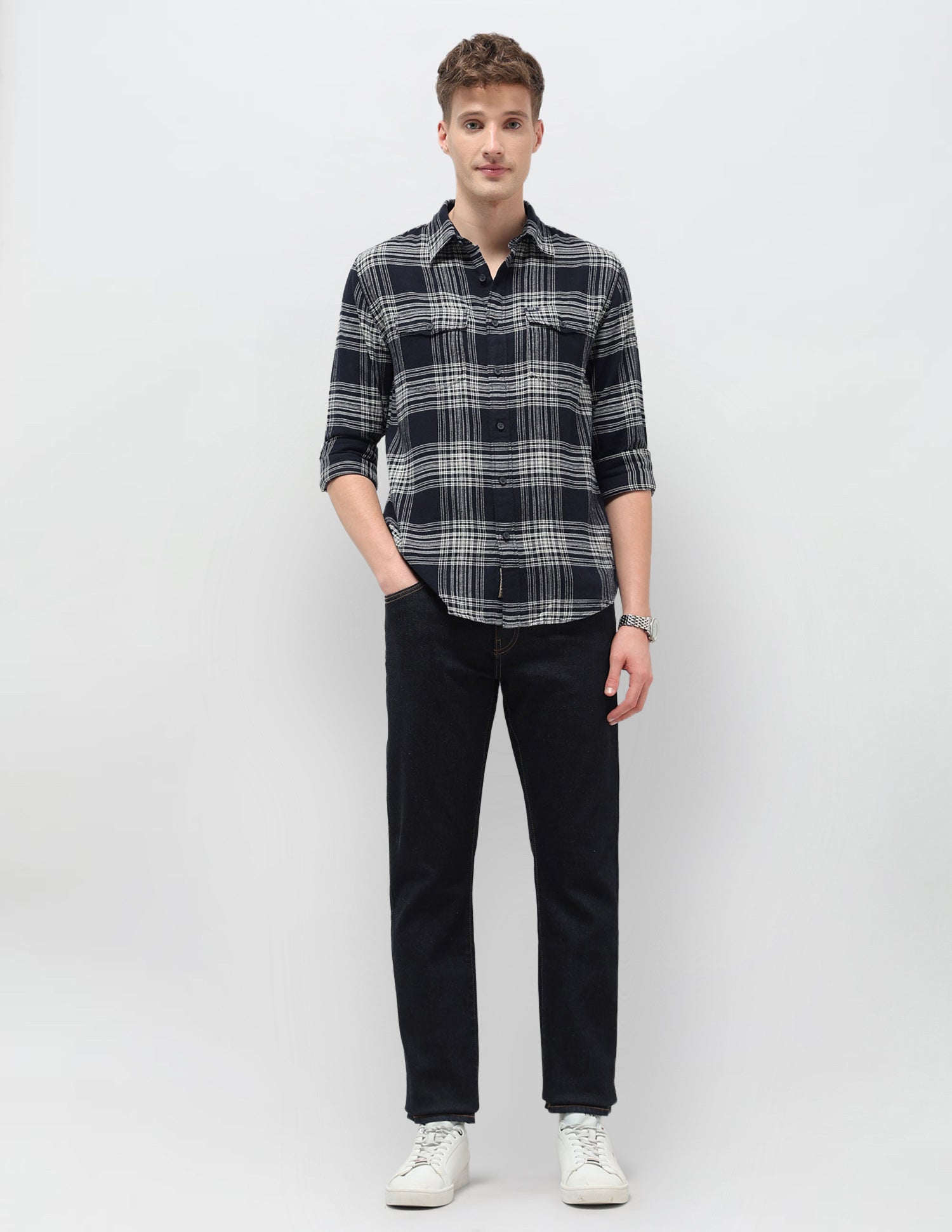 Tartan Checked Slim Fit Shirt Navy - U.S. POLO ASSN. | Large