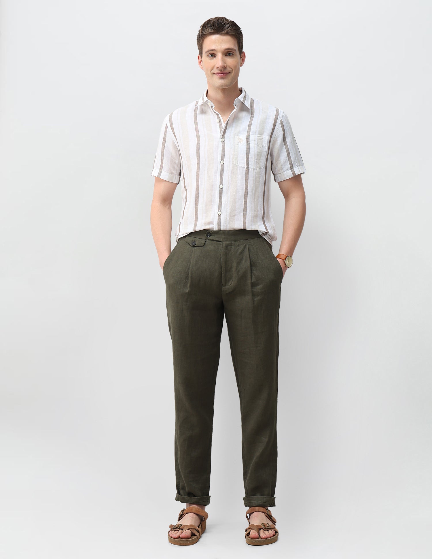 Pacho X Vertical Striped Regular Fit Shirt Ivory - U.S. Polo Assn. India | Large