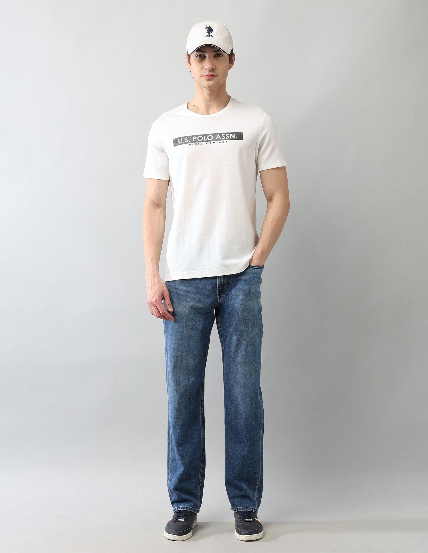 Brand Printed Muscle Fit Black Label T-Shirt Ivory - U.S. Polo Assn. India | Large