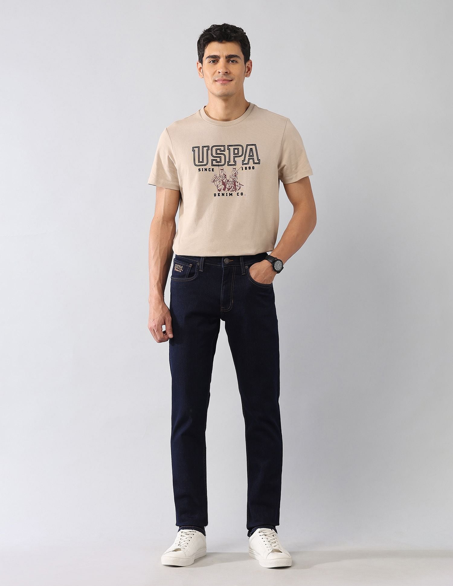 Brandon Slim Tapered Fit Blue Jeans Blue - U.S. POLO ASSN. | Large