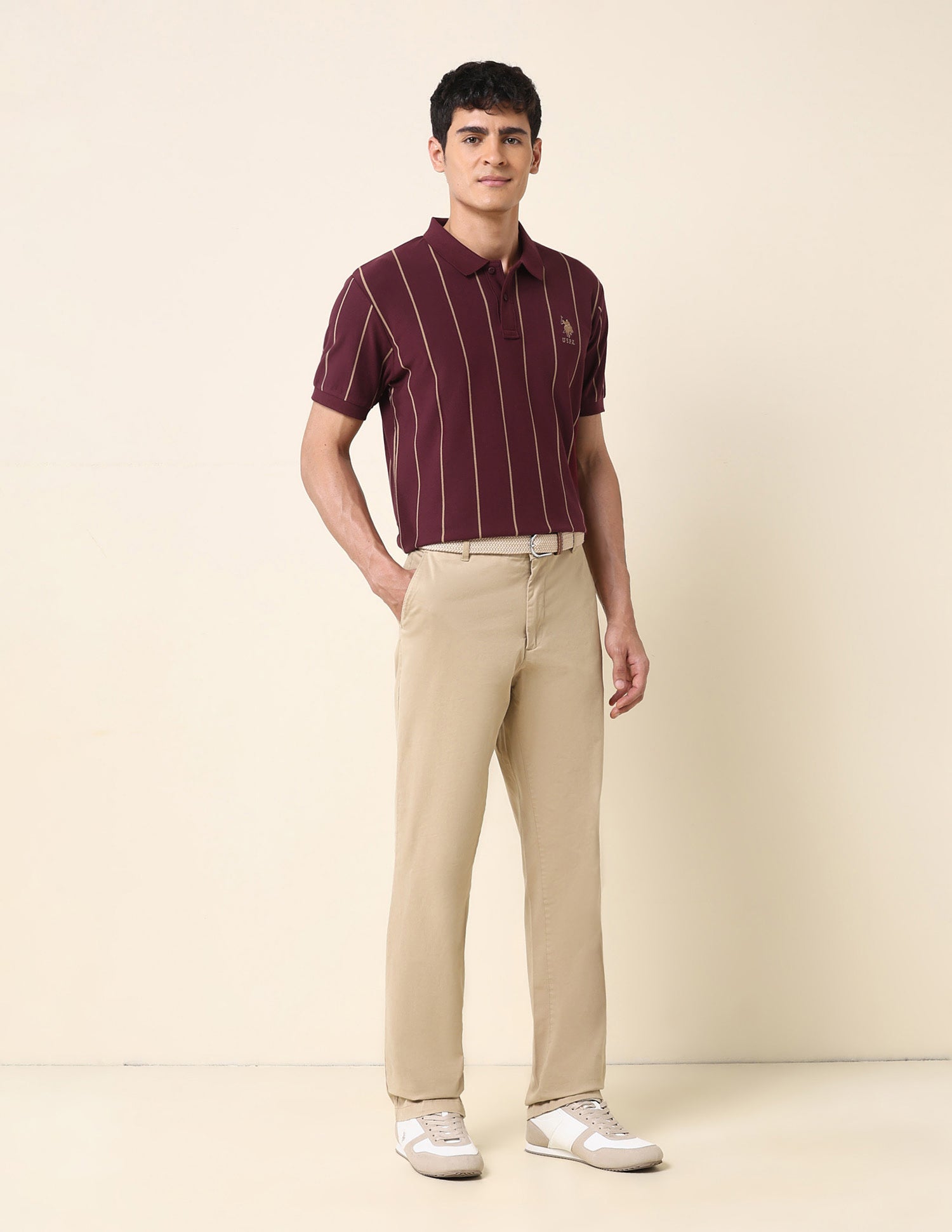 Vertical Striped Classic Polo Shirt Maroon - U.S. Polo Assn. India | Large
