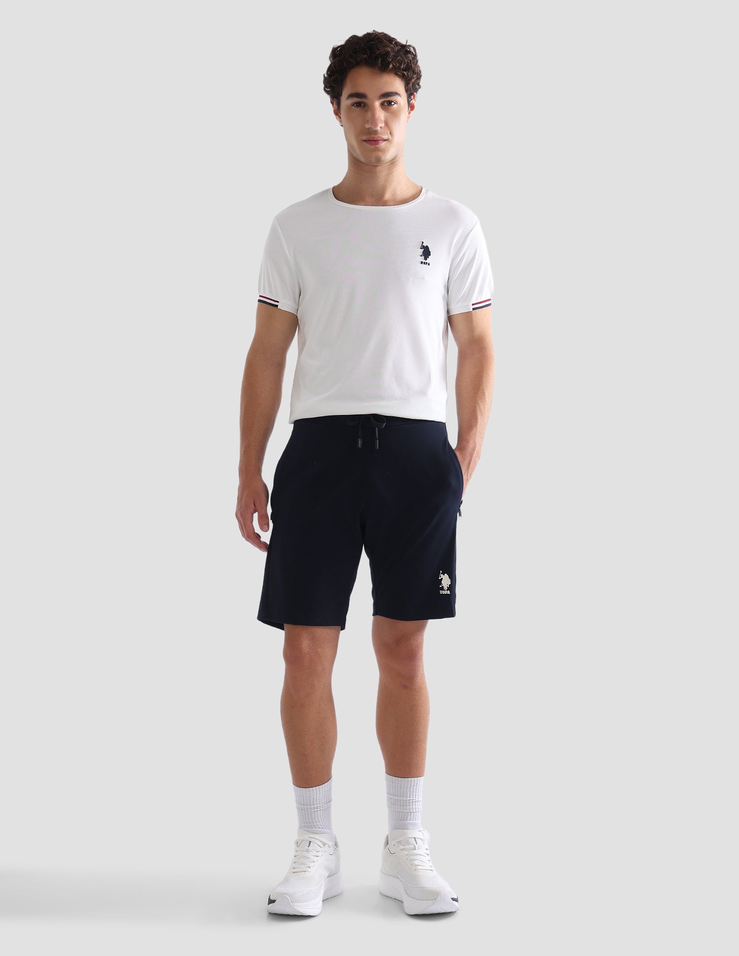 Slim Fit Mid Rise Active Shorts Navy - U.S. Polo Assn. India | Large
