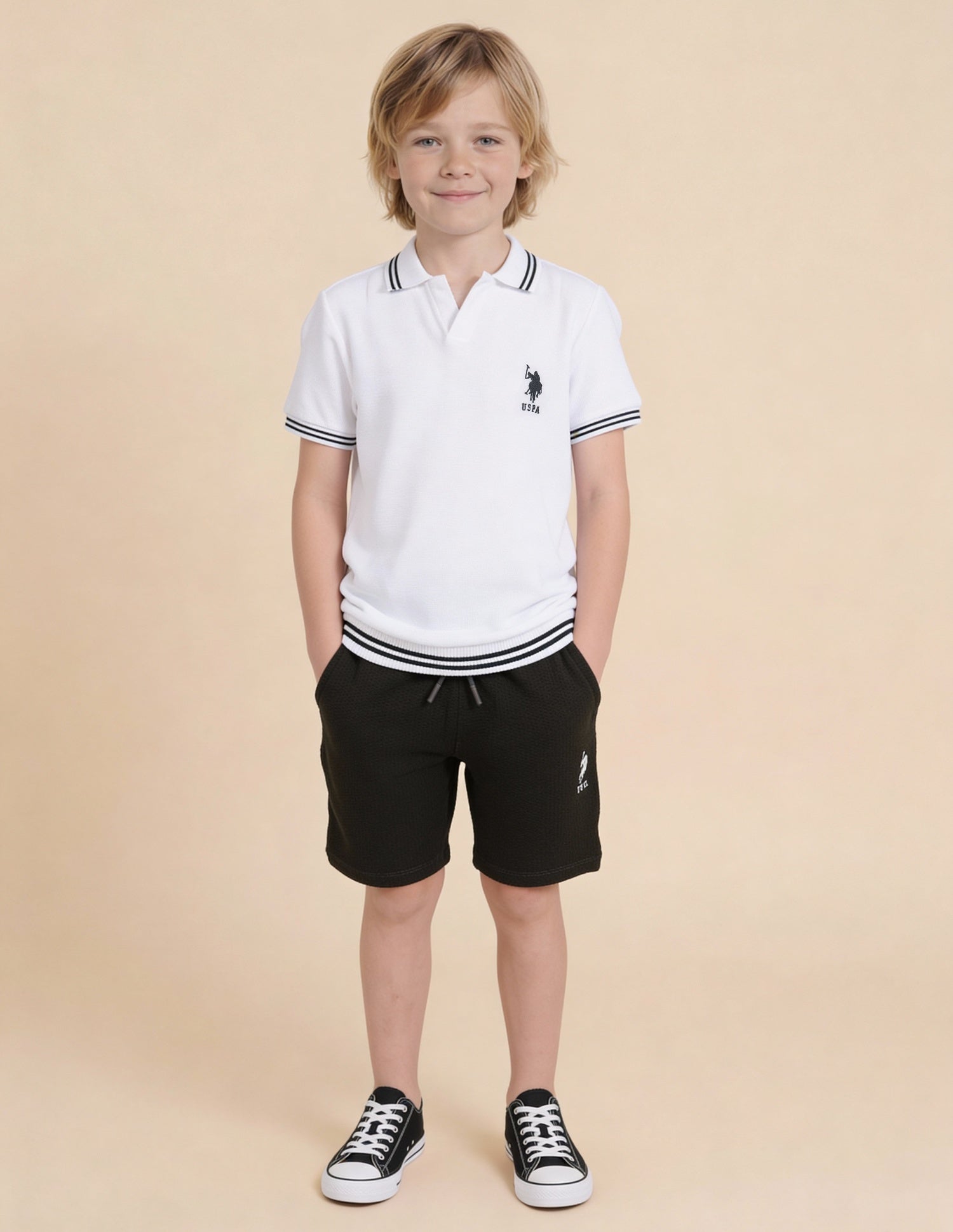 Brand Printed With Numeric Regular Fit Polo Shirt White - U.S. Polo Assn. India | Large