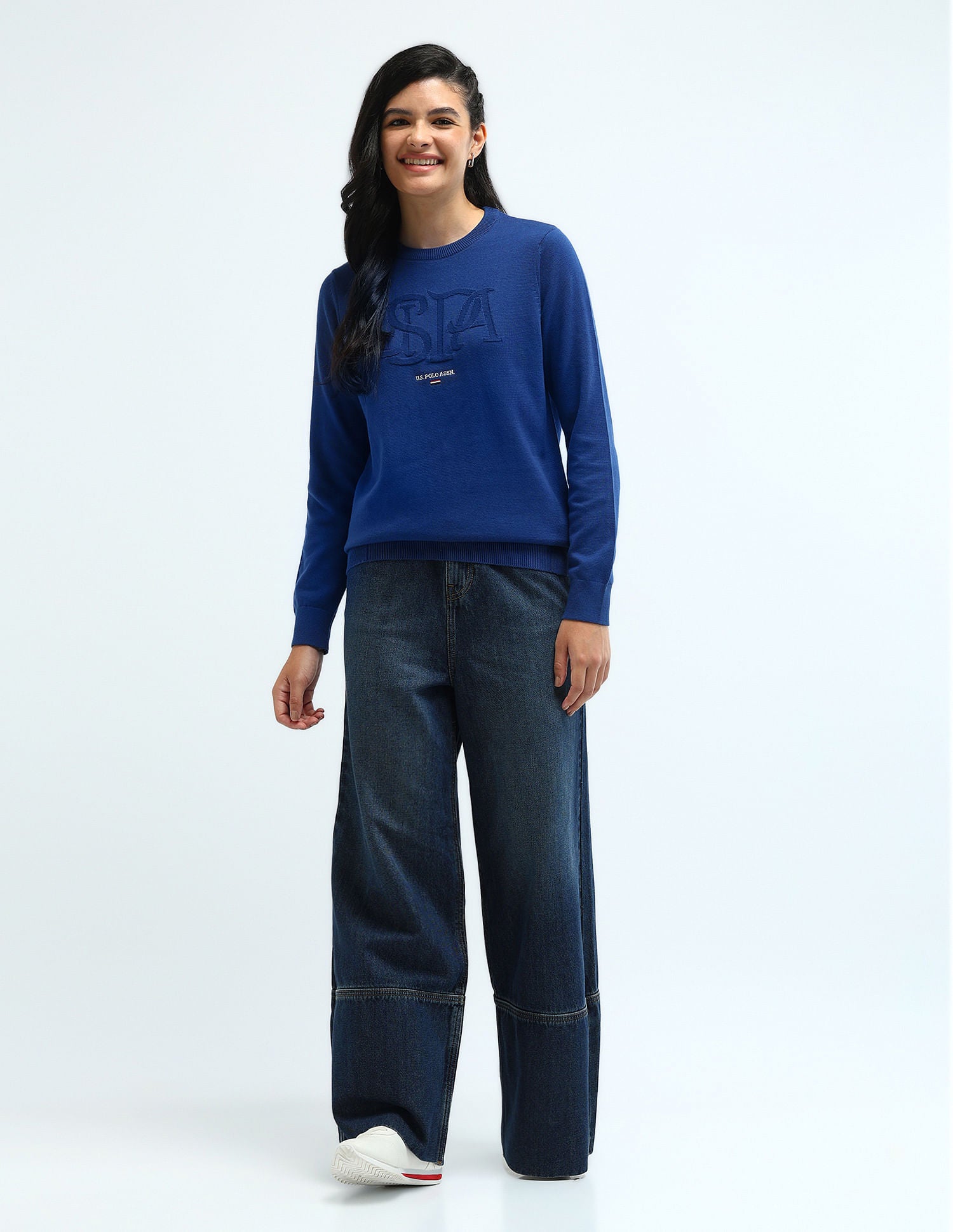 Regular Fit Flag Logo Sweater Blue - U.S. Polo Assn. India | Large