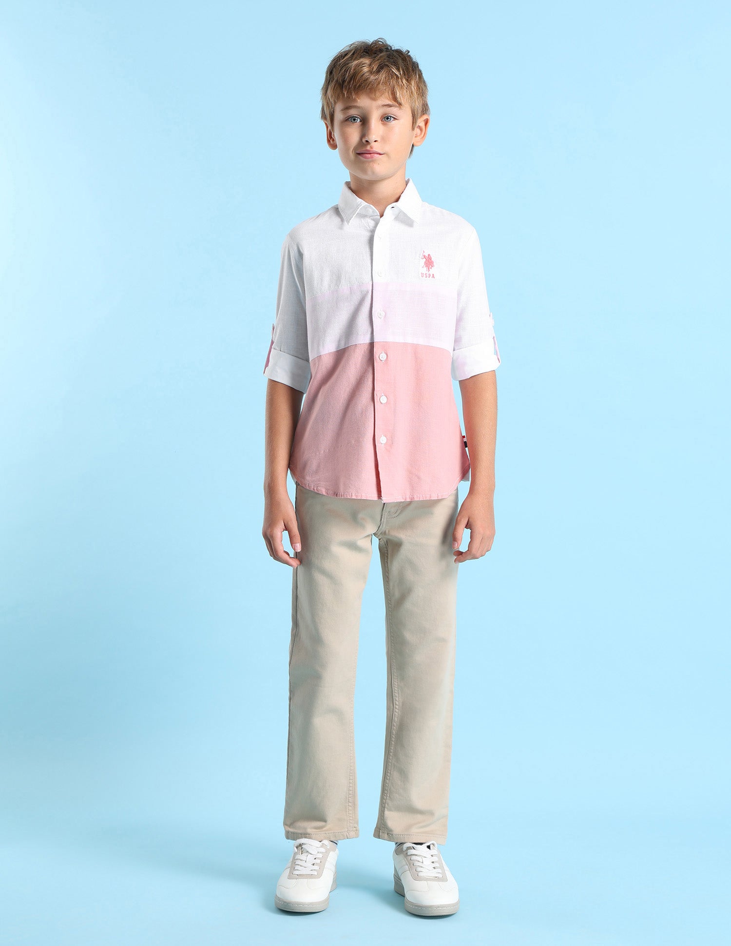 Boys Colourblocked Regular Fit Shirt Pink - U.S. POLO ASSN. | Large