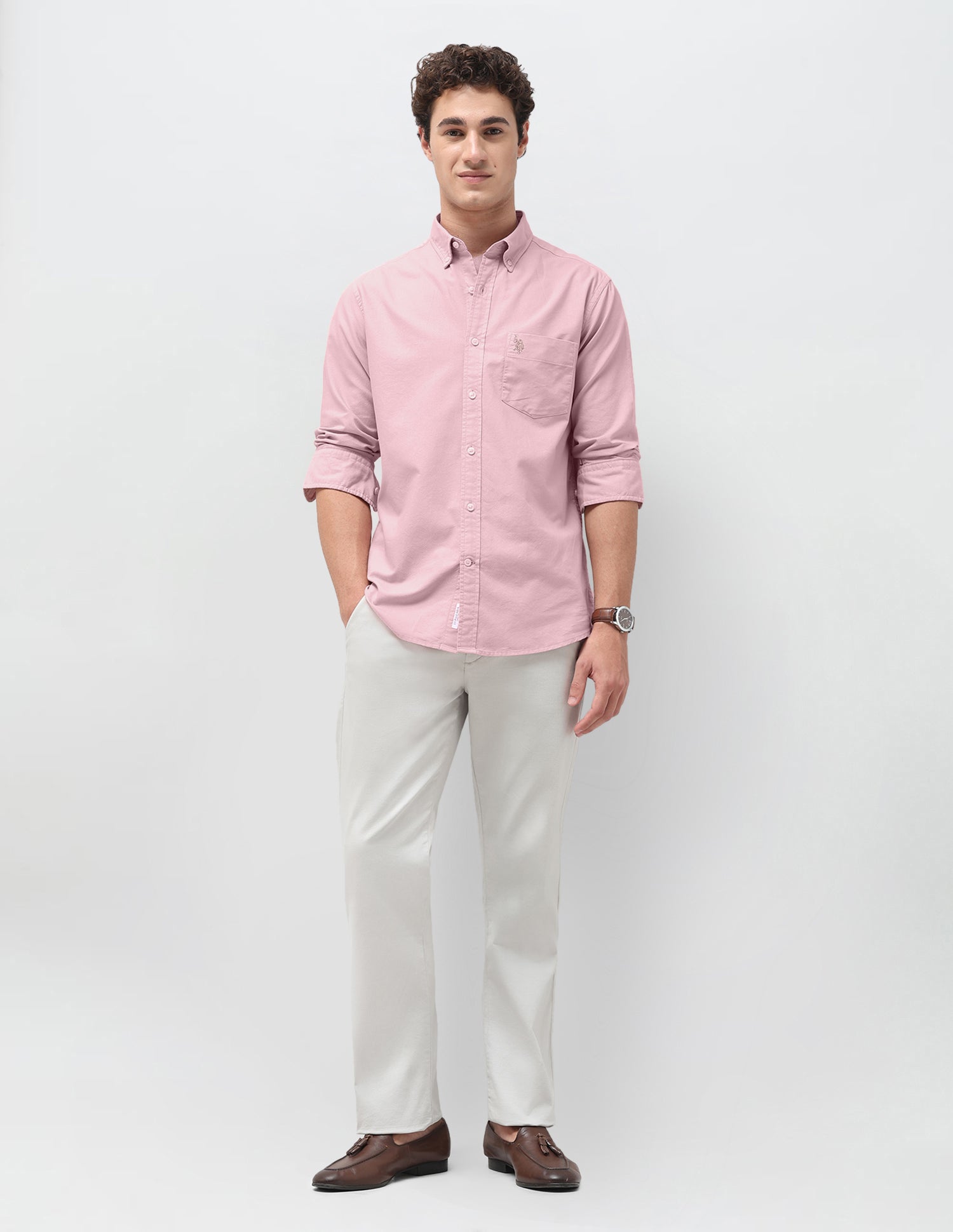 Tailored Fit Oxford Shirt Pink - U.S. Polo Assn. India | Large