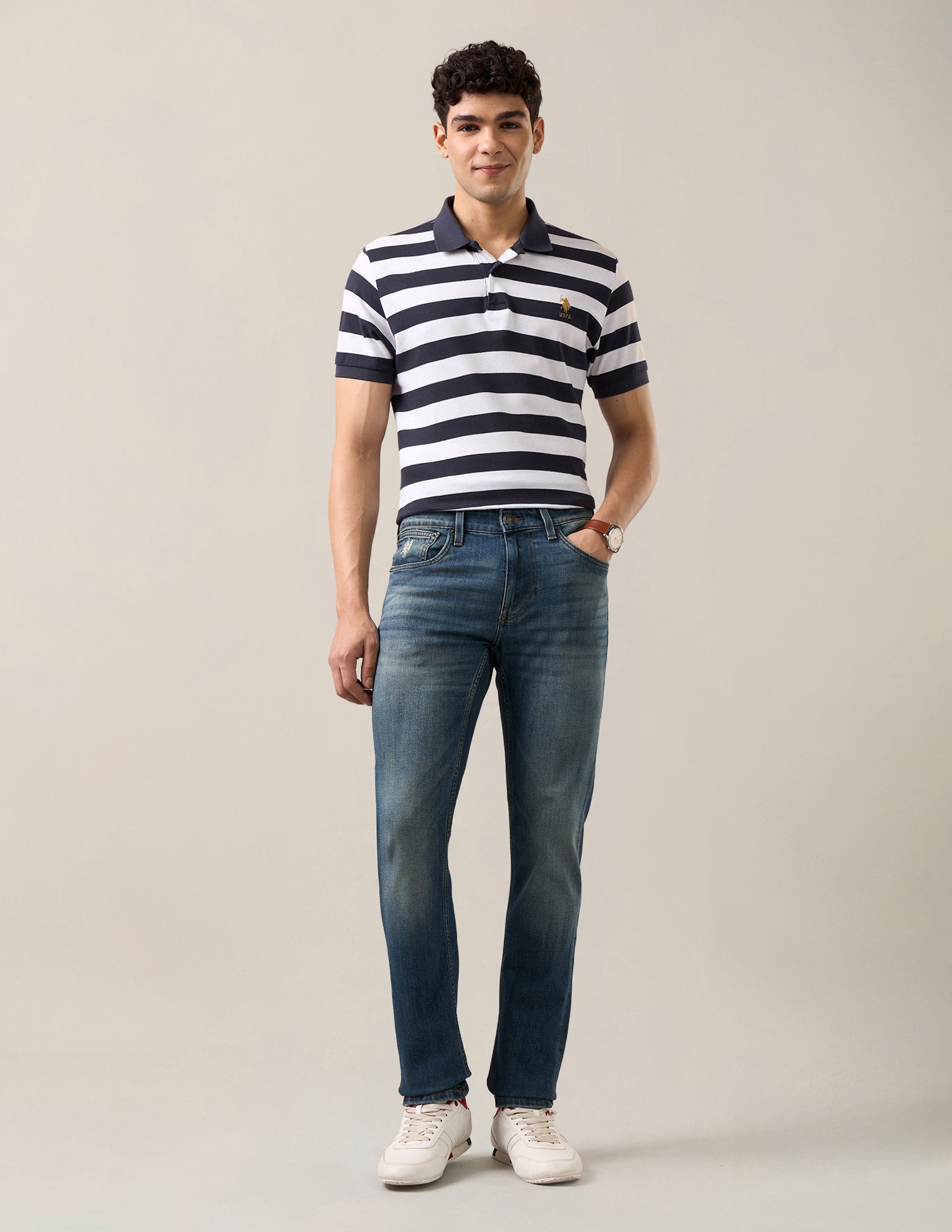 Regallo Skinny Fit Blue Jeans Dark Blue - U.S. Polo Assn. India | Large