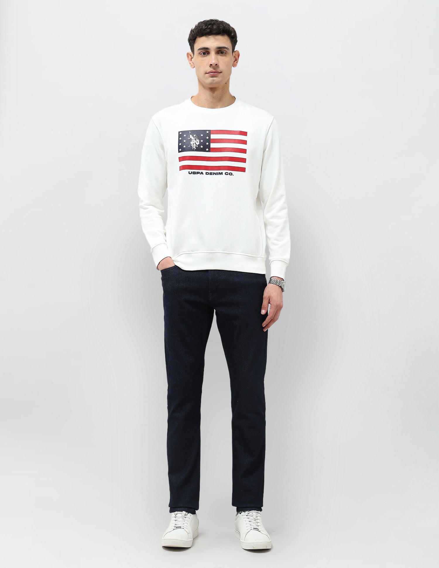 Graphic Printed Regular Fit Sweatshirt Ivory - U.S. POLO ASSN. | Large