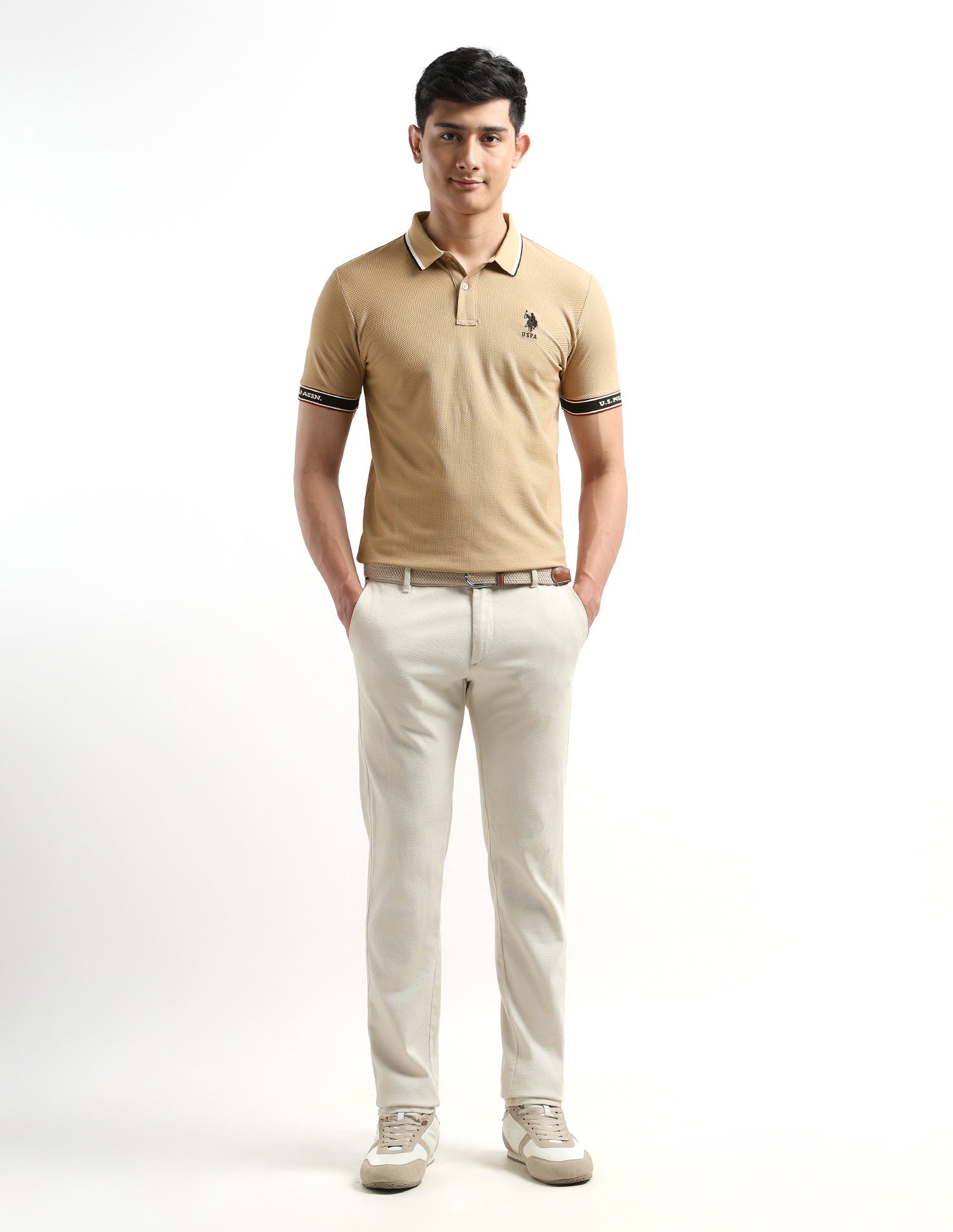 Regular Fit Textured Polo Shirt Light Brown - U.S. POLO ASSN. | Large
