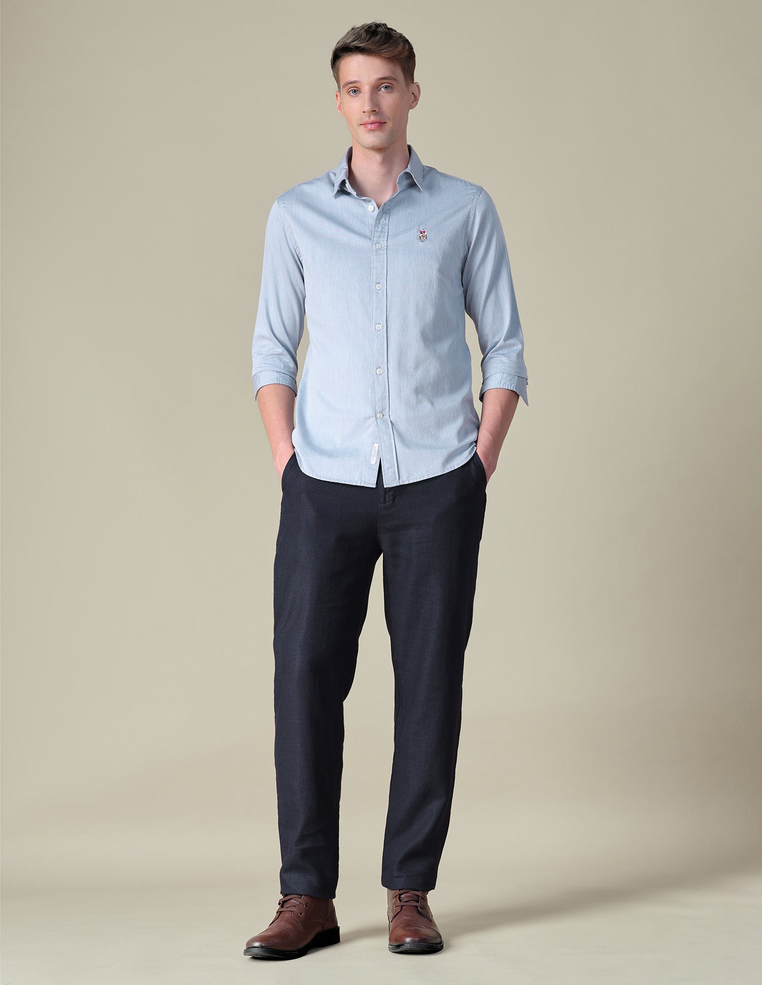 Twill Tailored Fit Shirt Blue - U.S. POLO ASSN. | Large