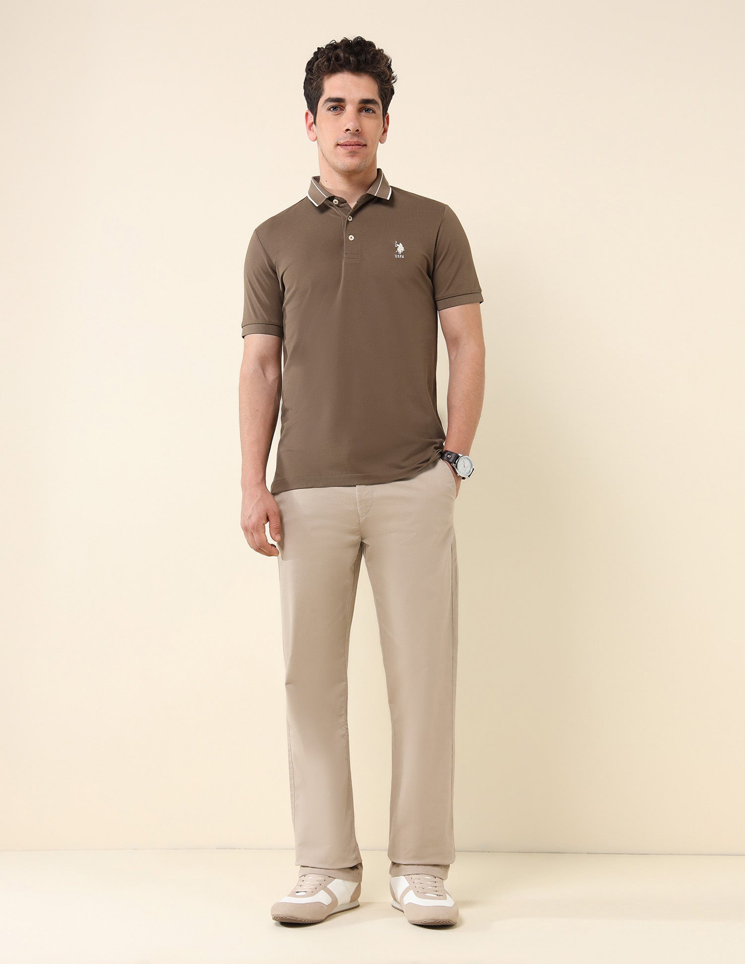 Solid Gentleman's Club Polo Shirt Khaki - U.S. POLO ASSN. | Large
