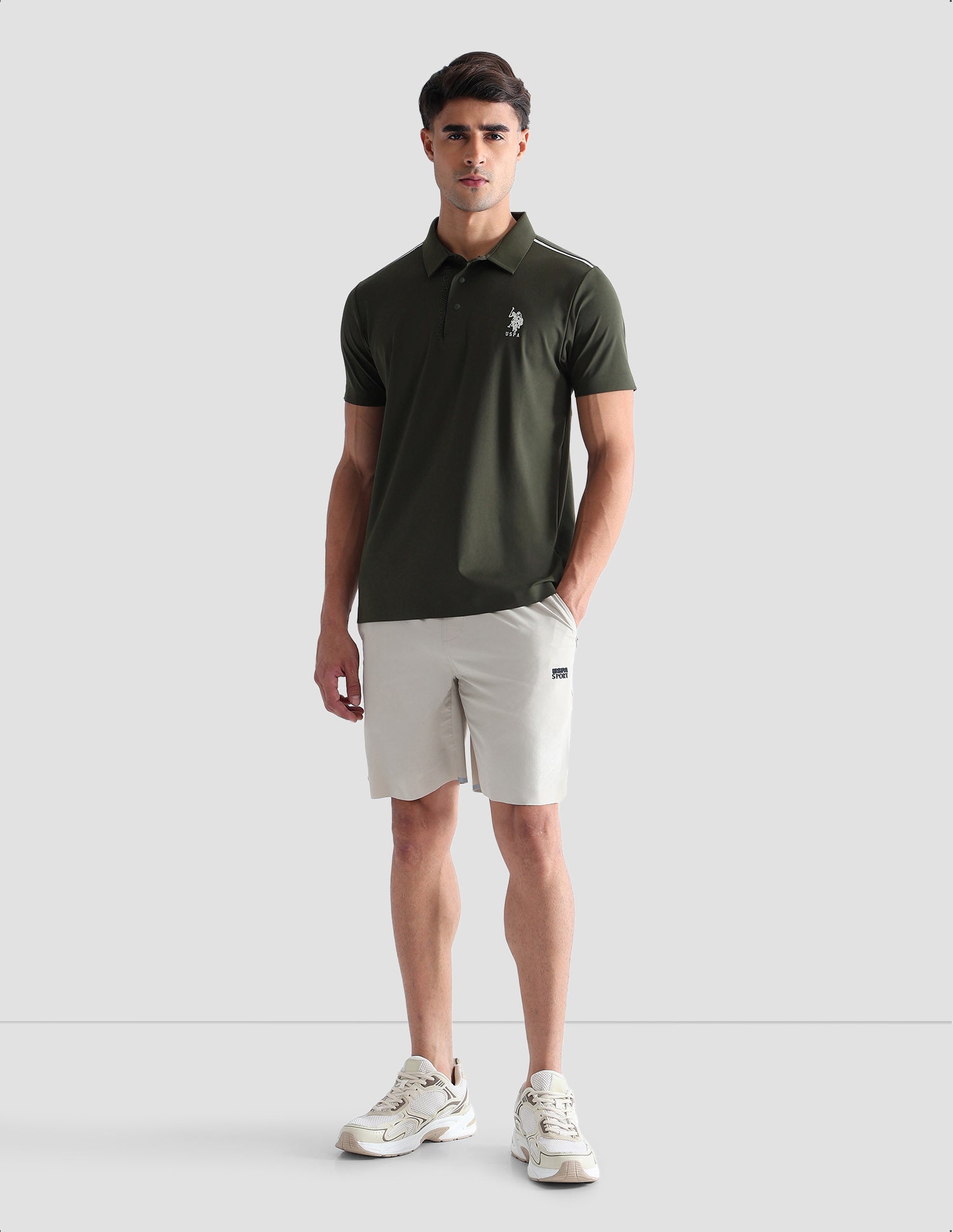 Solid Regular Fit Active Polo Shirt Dark Green - U.S. POLO ASSN. | Large