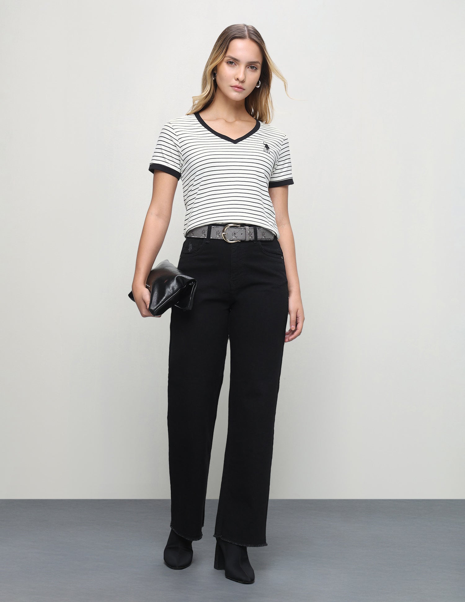 Horizontal Striped Regular Fit T-Shirt Black - U.S. Polo Assn. India | Large