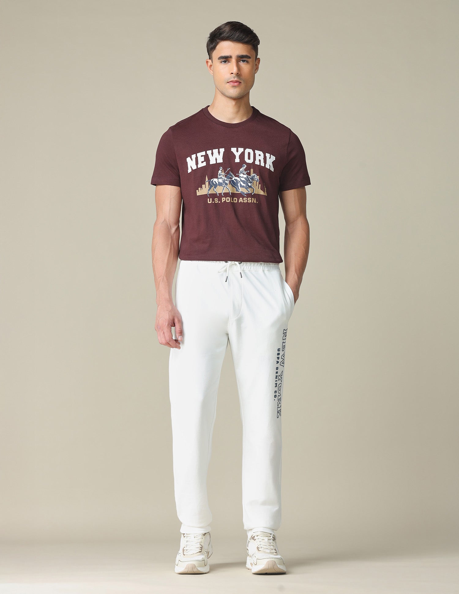 Pure Cotton Graphic Printed T- Shirt Maroon - U.S. POLO ASSN. | Large