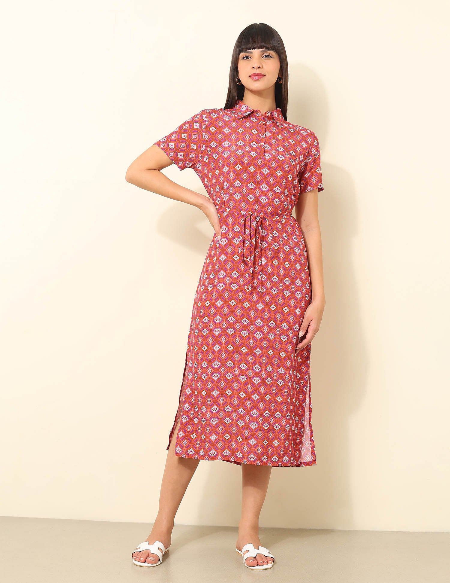 Geometric Printed Shirt Dress Multicolour - U.S. Polo Assn. India | Large