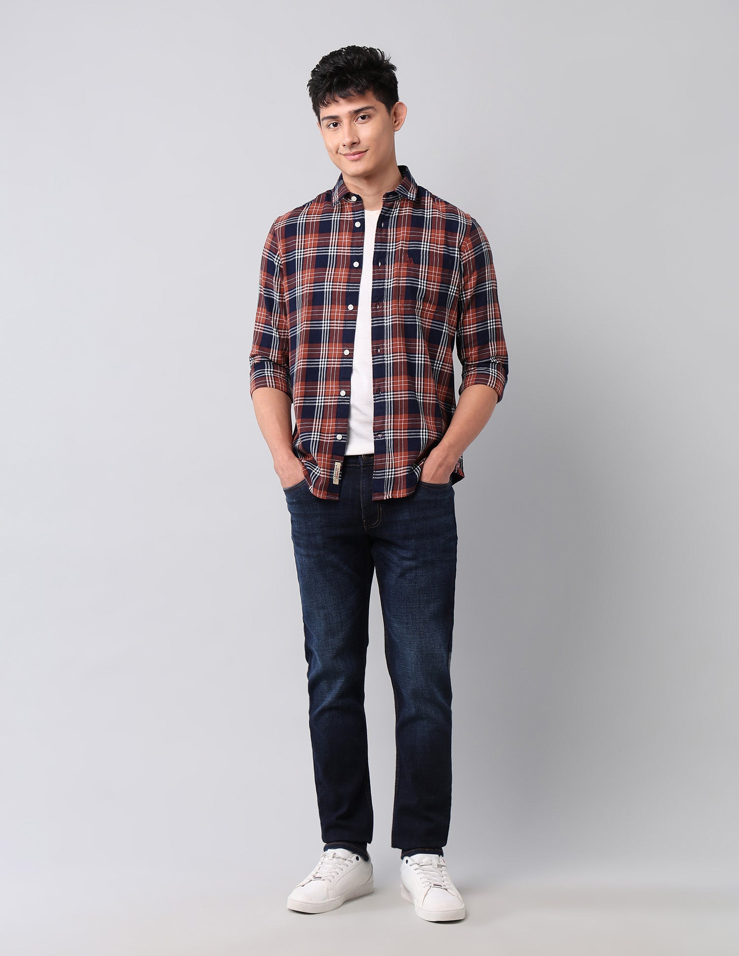 Plaid Checked Pure Cotton Shirt Indigo - U.S. Polo Assn. India | Large