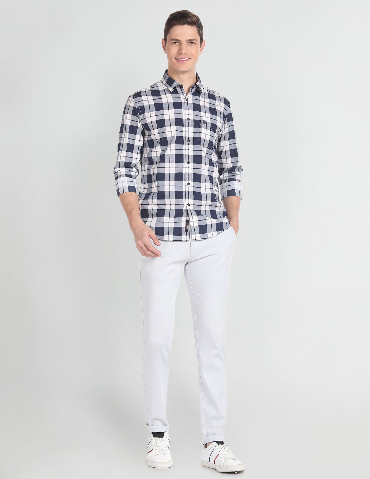 Tartan Check Cotton Shirt Navy - U.S. Polo Assn. India | Large
