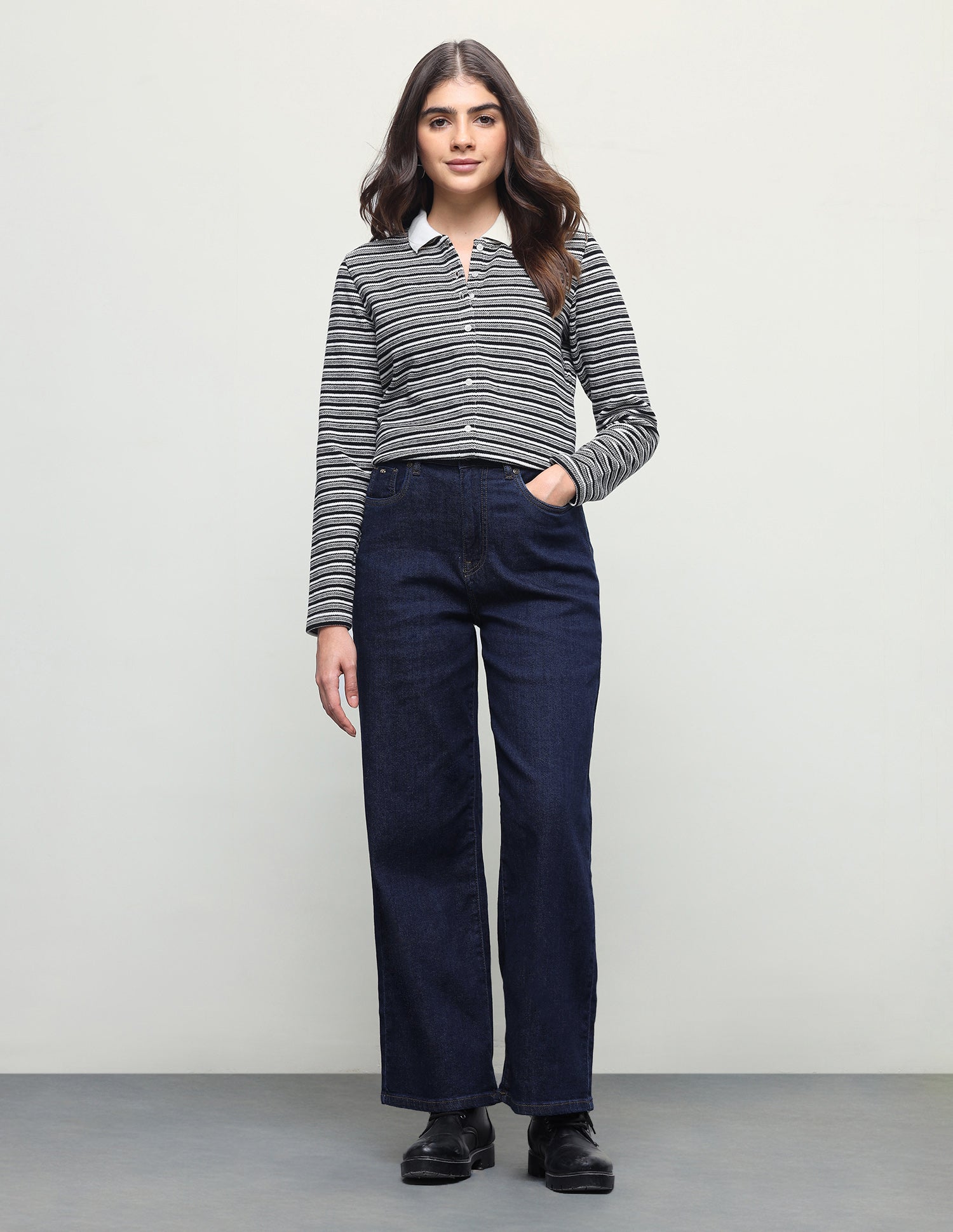Wide Leg Fit Blue Jeans Dark Blue - U.S. Polo Assn. India | Large