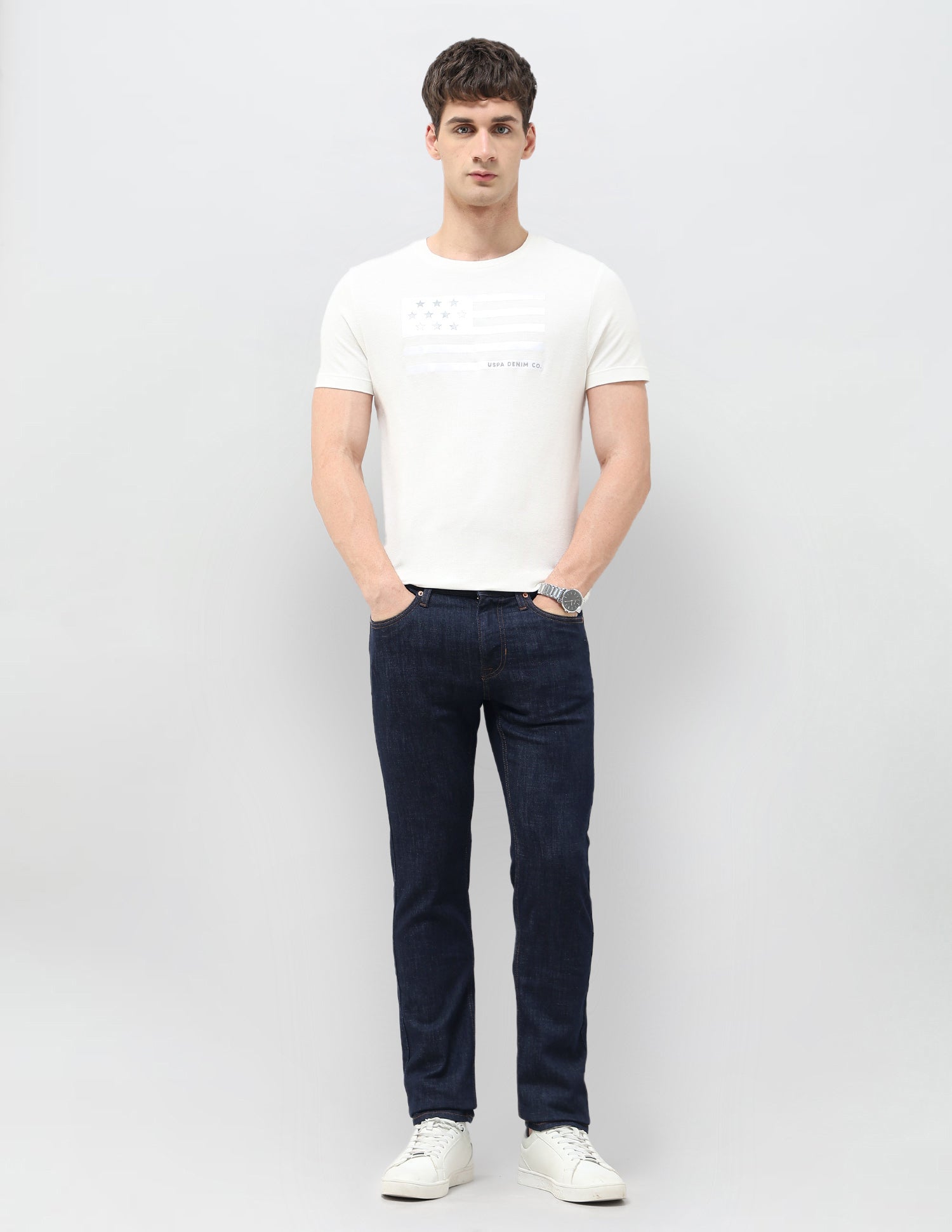Regallo Skinny Fit Mid Rise Jeans Dark Blue - U.S. Polo Assn. India | Large