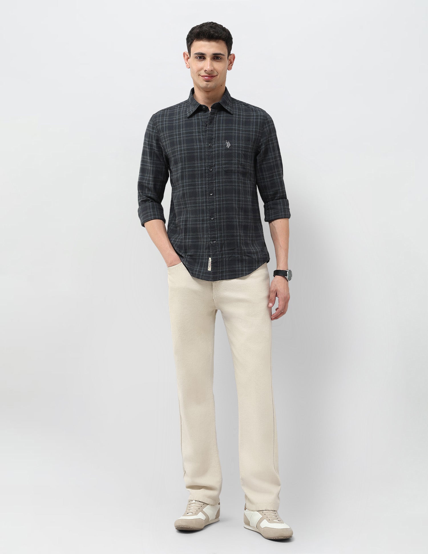 Tartan Checked Regular Fit Shirt Dark Grey - U.S. Polo Assn. India | Large